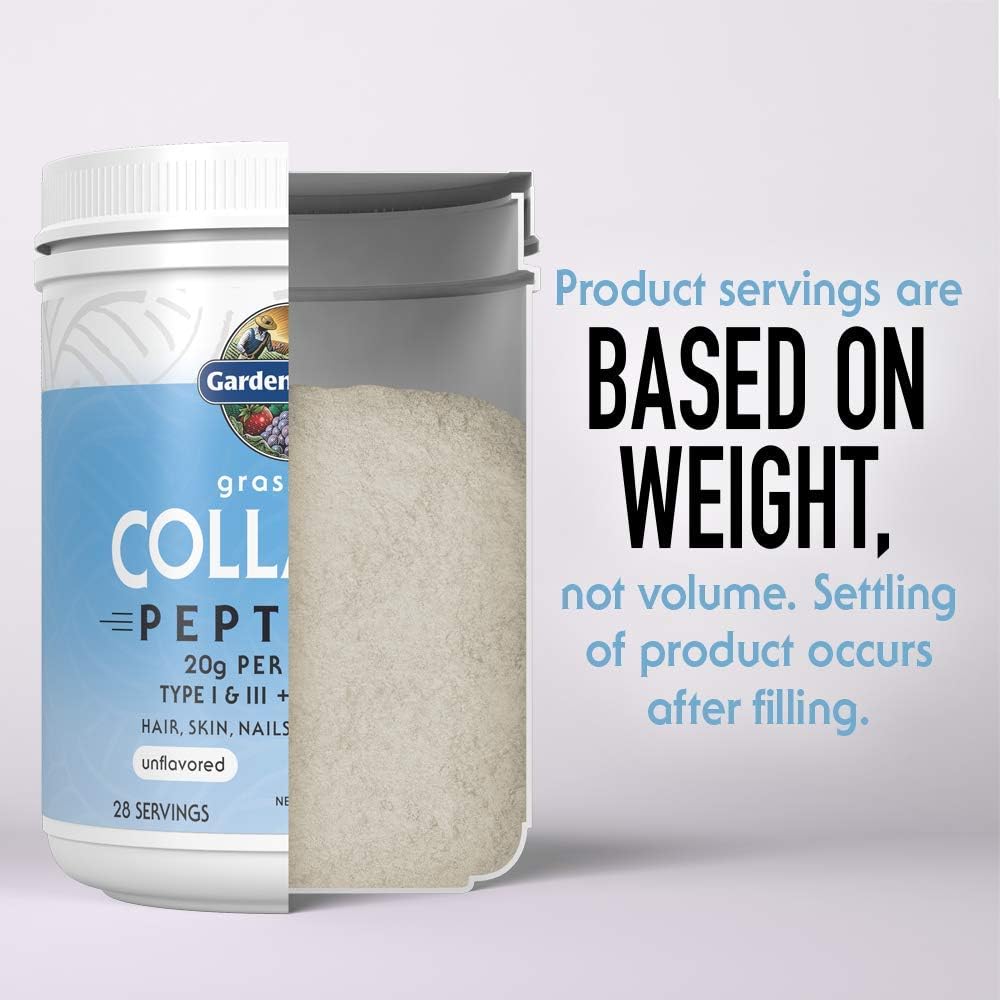 Garden of Life Grass Fed Collagen Peptides Powder Unflavored Collagen Powder for Hair Skin Nails Joints, Hydrolyzed Collagen Protein Supplements, Collagen for Women & Men, 28 Servings