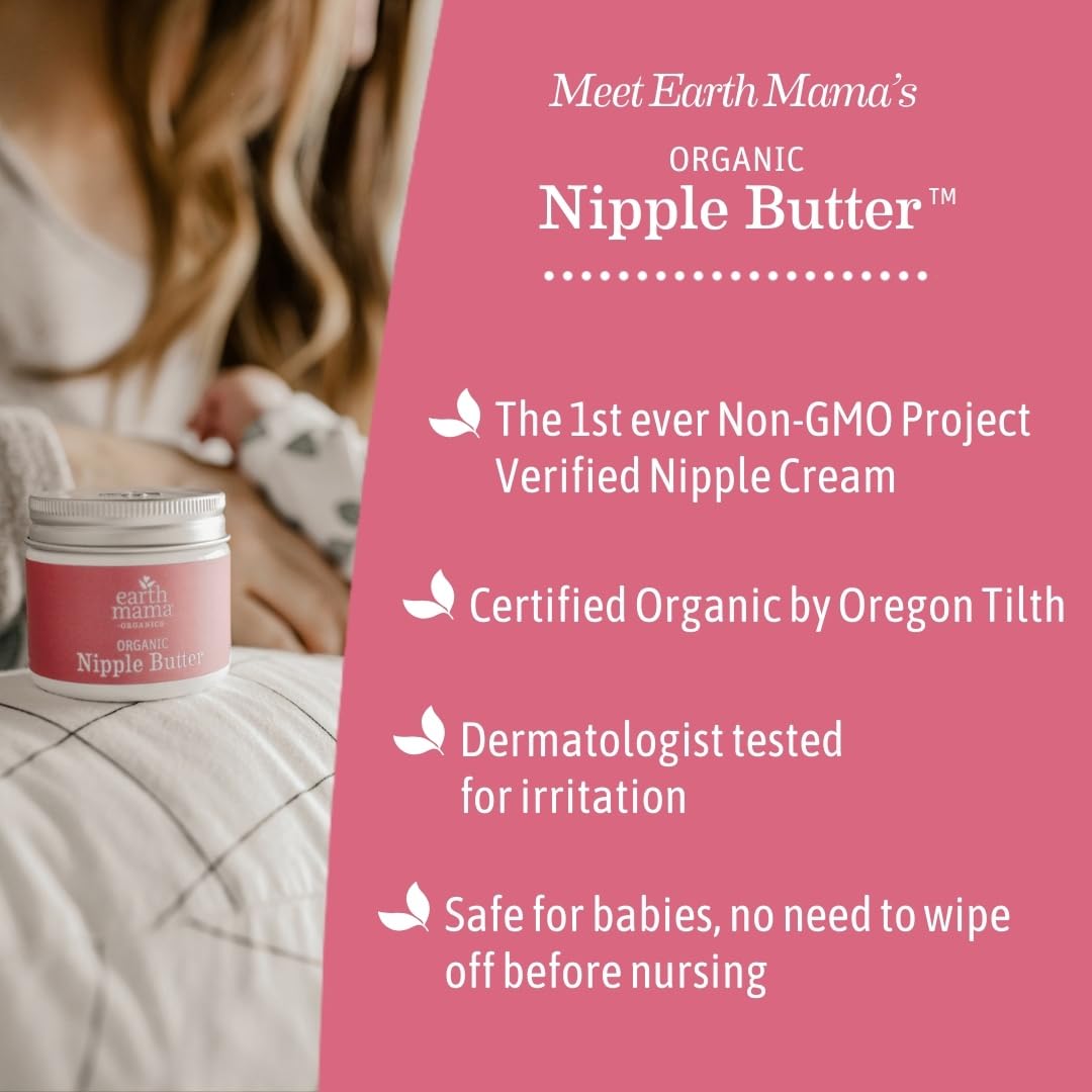Earth Mama Organic NipTLe Butter™ | NipTLe Cream Safe for Breastfeeding | Postpartum Essentials for Nursing | Non Lanolin NipTLe Cream, 2-Fluid Ounce