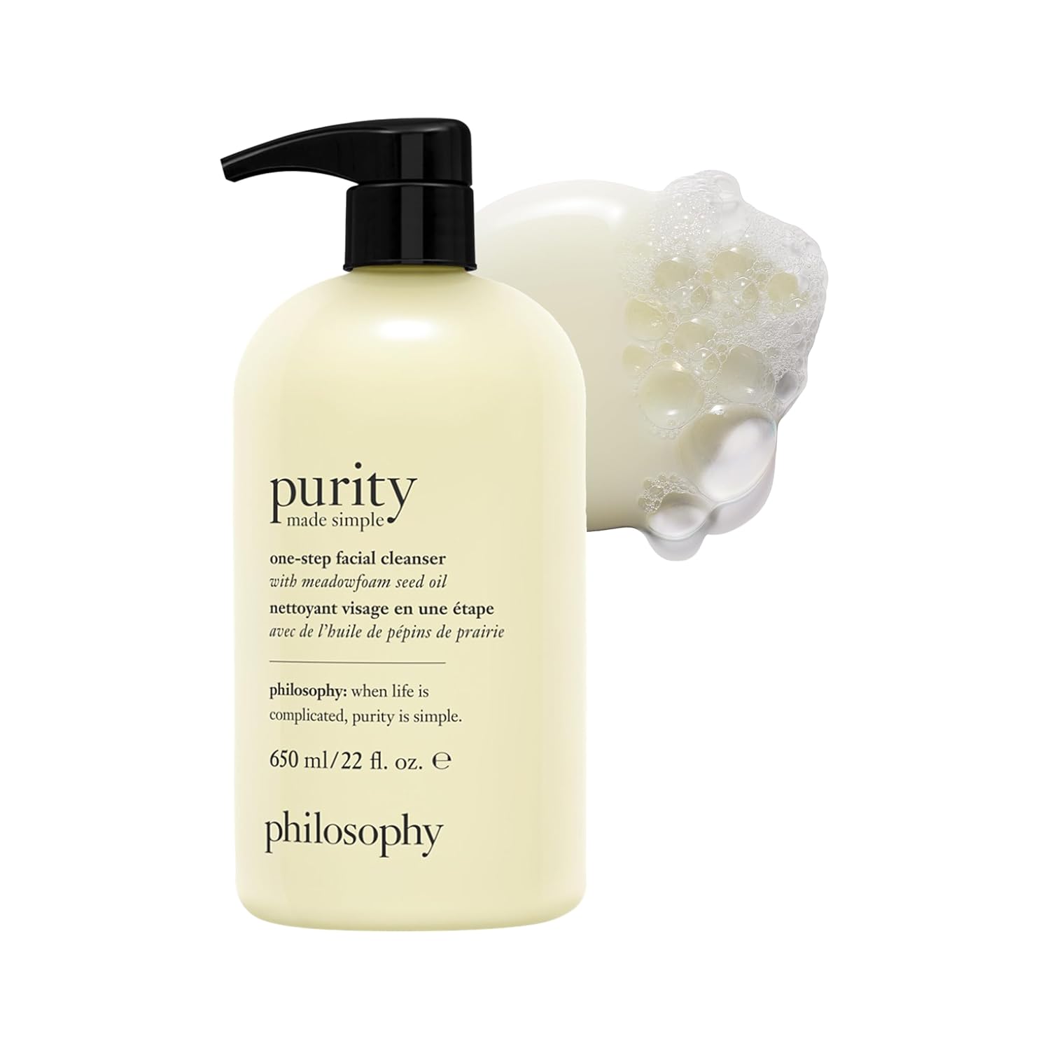 philosophy purity made simTLe one-step facial cleanser- with meadowfoam seed oil gently cleanses & melts away dirt, oil & stubborn makeup paraben-free face wash