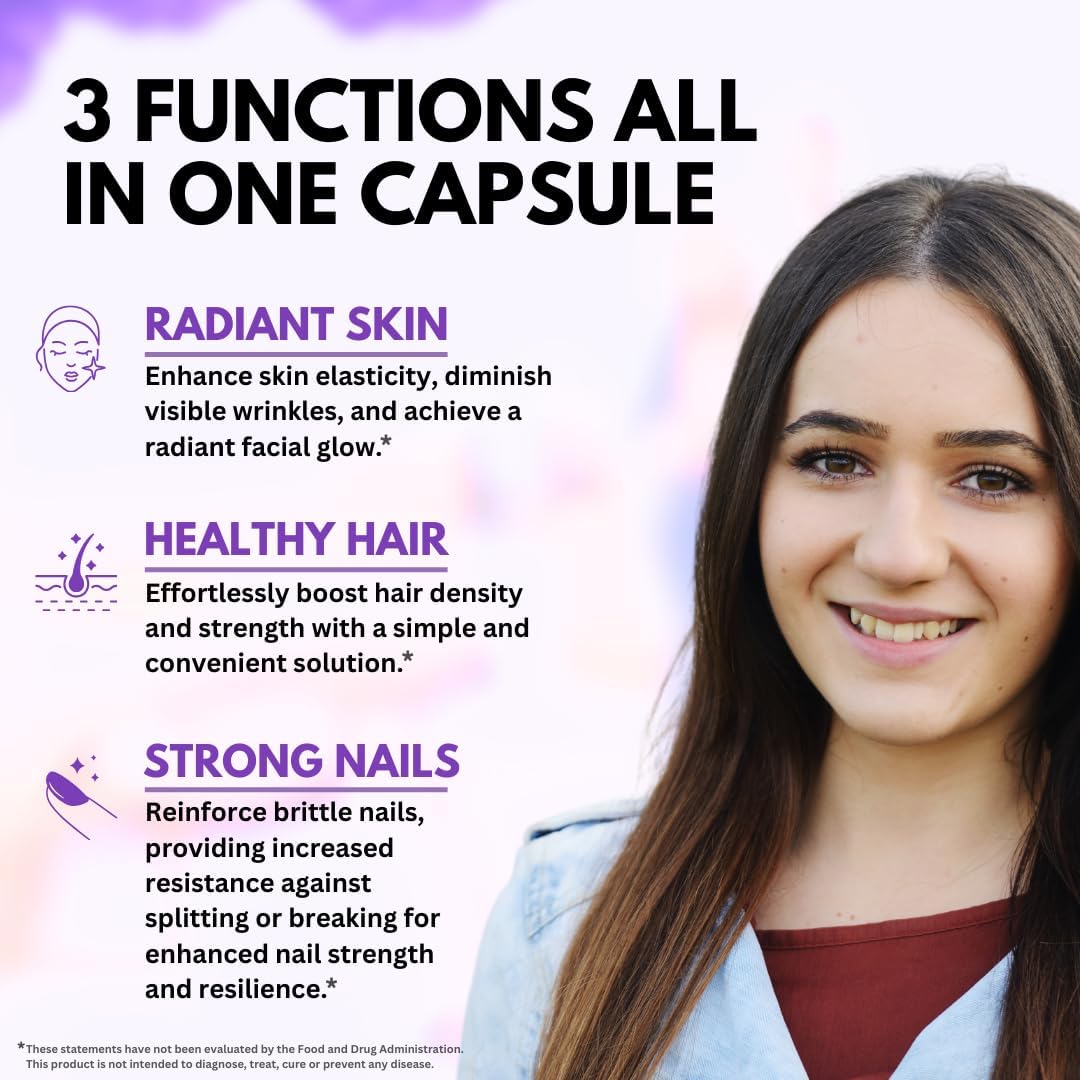 VITBOOST Biotin with Hyaluronic Acid, Collagen and Keratin – 25000 mcg Hair Growth Vitamins for Men and Women – Nails and Skin, USA Made - Third Party Tested, B1, B2, B3, B6, B7 ComTLex - 60 Capsules