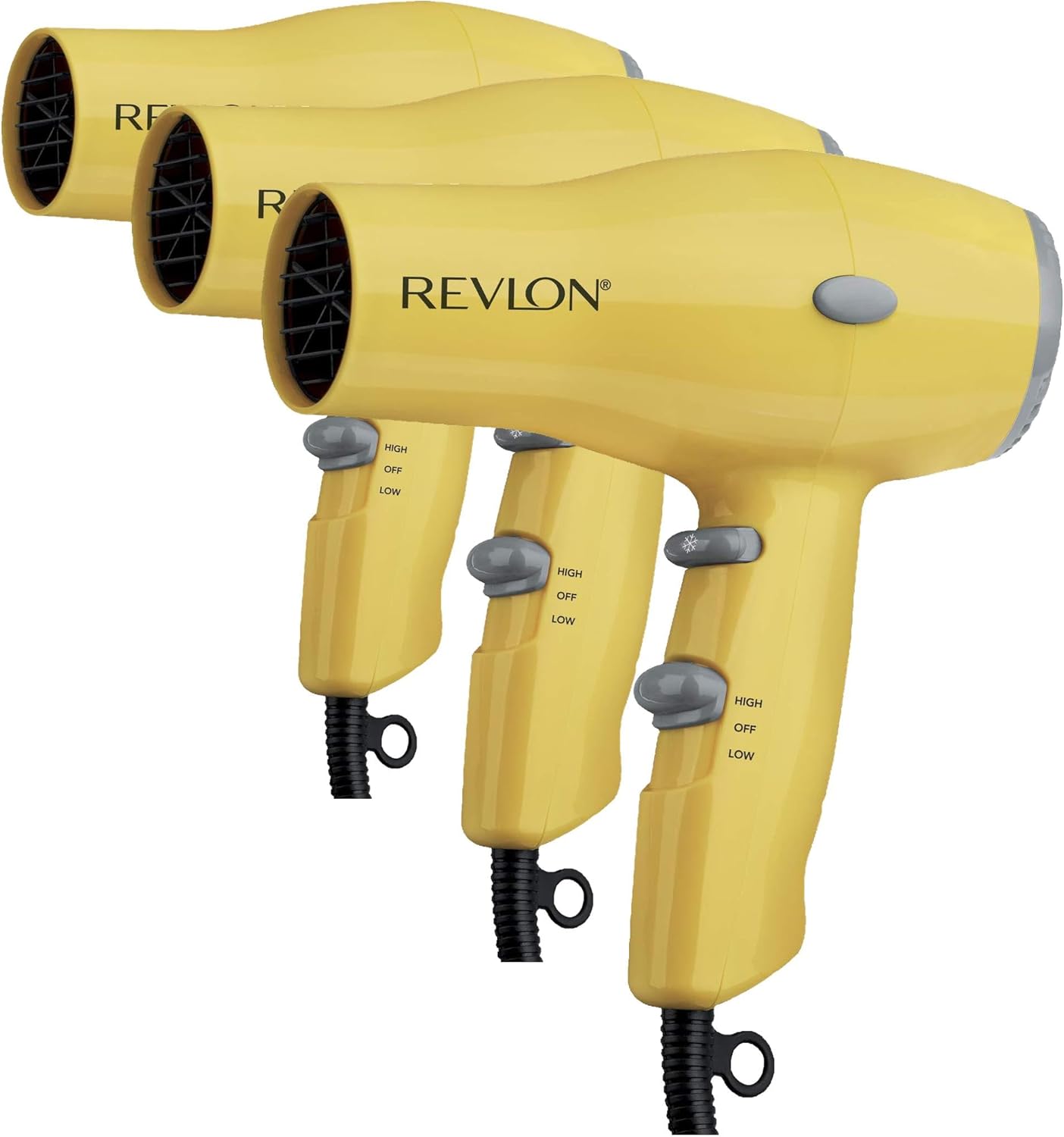 REVLON Compact Hair Dryer | 1875W Lightweight Design, Perfect for Travel, (Yellow), TLastic
