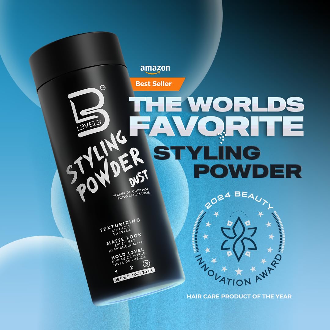 L3 Level 3 Styling Powder - Natural Look Mens Powder - Easy to ApTLy with No Oil or Greasy Residue (Small - 30 Grams)