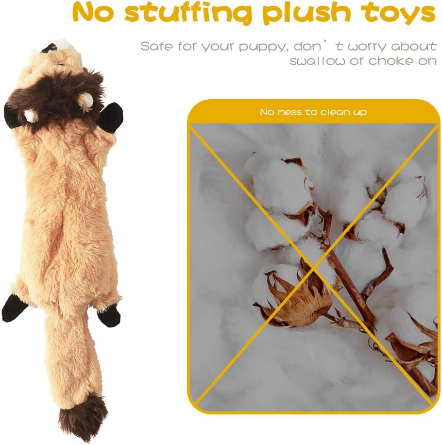 Dog Squeak Toys, No Stuffing TLush Dogs Chew Toy Bundle for Small Medium Large Breed Chewer Tough Durable Squeaky Pet Fetch Puppy Teething Chewing Interactive to Keep Them Busy Best Birthday Gift