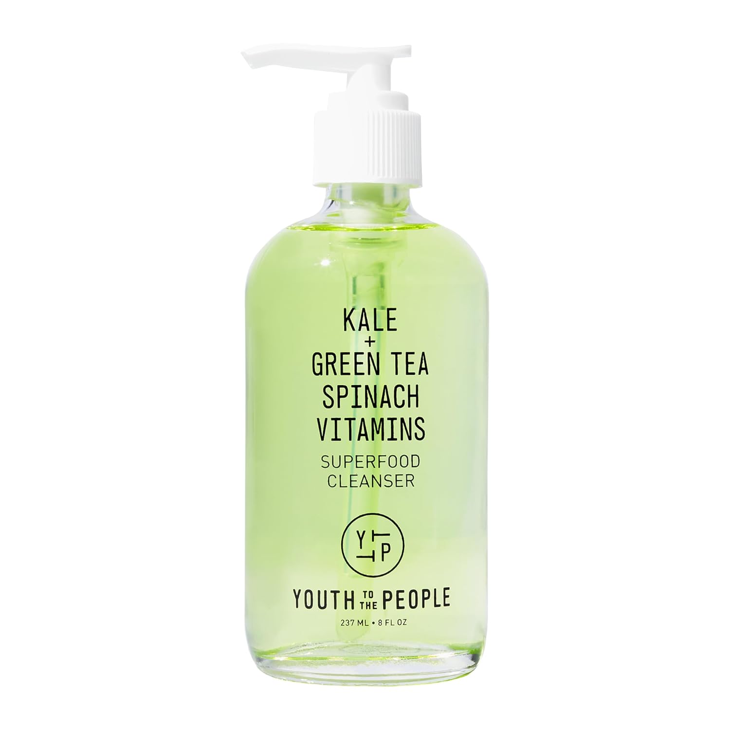 Youth To The PeoTLe Superfood Facial Cleanser - Kale + Green Tea Daily Face Wash, Gently Removes Makeup, SPF, and Oils, Soothing Antioxidants for Glowing Skin, pH Balance, Clean Pores, Refillable