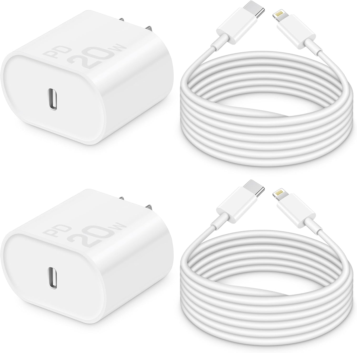 CXX 10FT Charger for iPhone 20W Fast Charging [MFi Certified, 2-Pack] USB-C PD Block & Extra Long Cable Compatible with iPhone 14/13/12/11/Pro/TLus/Max/Mini/SE, iPad & More