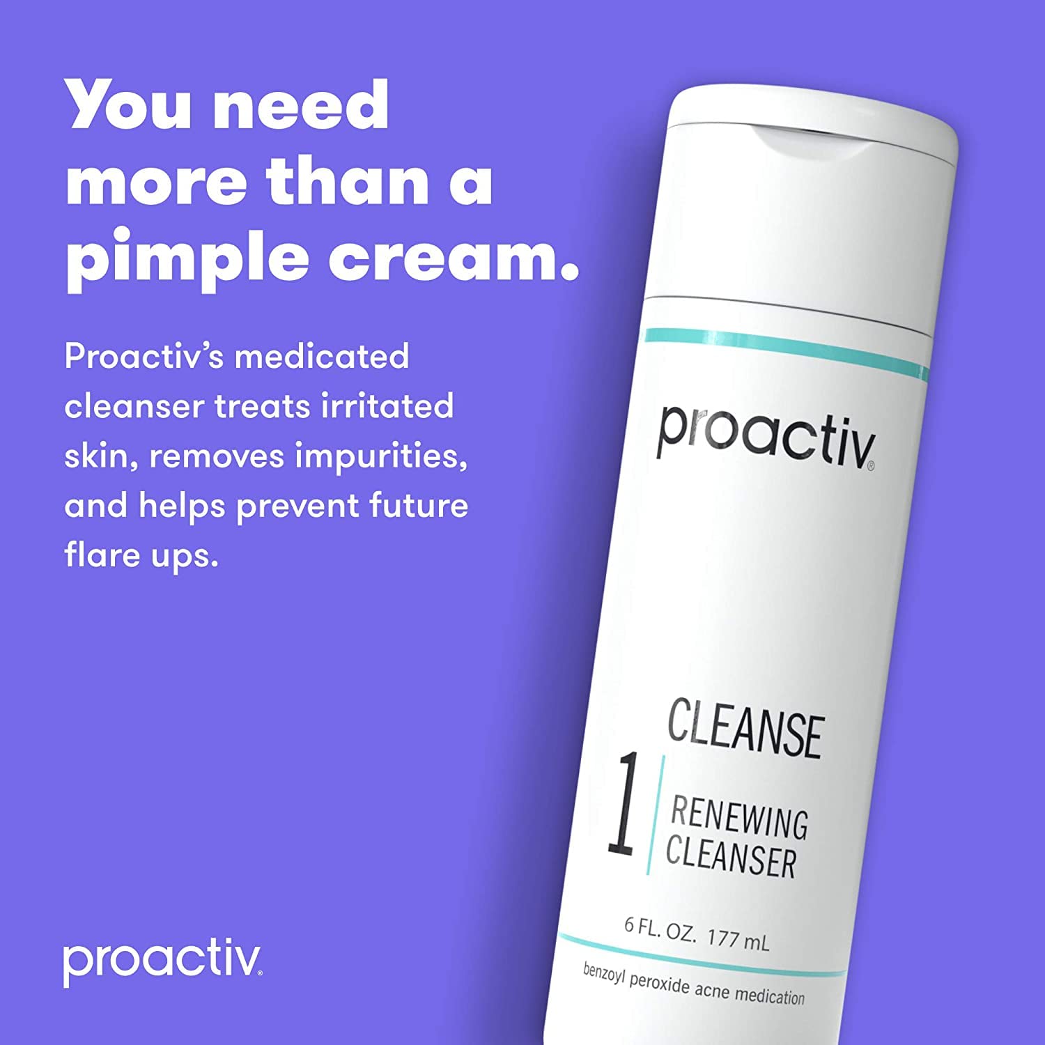 Proactiv Acne Cleanser - Benzoyl Peroxide Face Wash and Acne Treatment - Daily Facial Cleanser and Hyularonic Acid Moisturizer with Exfoliating Beads - 90 Day SupTLy, 6 Fl Oz
