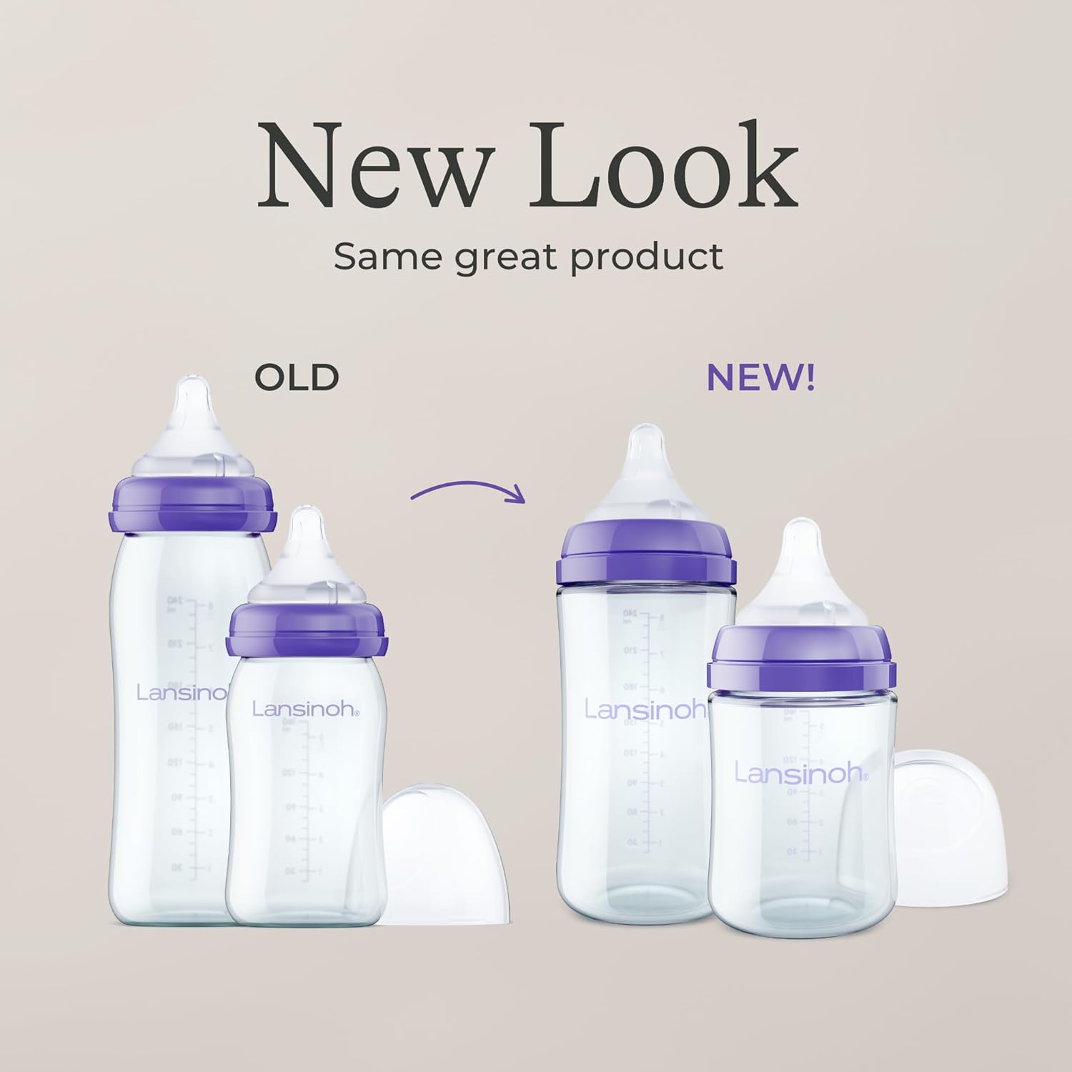 Lansinoh Anti-Colic Glass Baby Bottles, 5 Ounces, 4 Count Bottles for Feeding, Baby Essentials, Includes 4 Slow Flow NipTLes, Size S