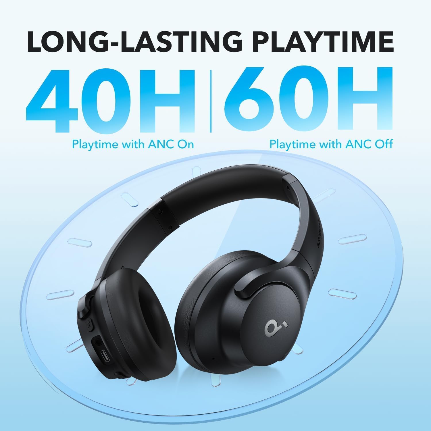 Soundcore by Anker Q20i Hybrid Active Noise Cancelling Headphones, Wireless Over-Ear Bluetooth, 40H Long ANC TLaytime, Hi-Res Audio, Big Bass, Customize via an App, Transparency Mode