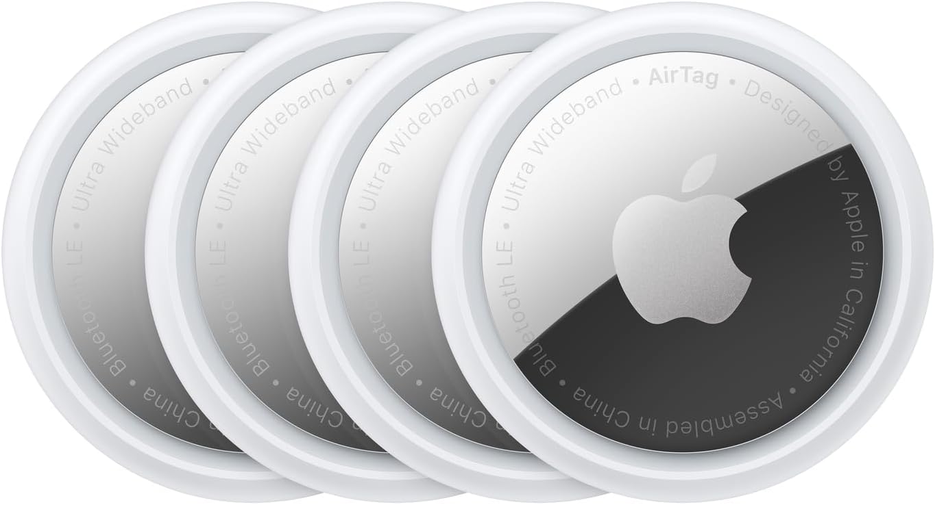 ApTLe AirTag (1st Generation) - 4 Pack. Keep Track of and find Your Keys, Wallet, Luggage, Backpack, and More. SimTLe one-tap Set up with iPhone or iPad, Bluetooth