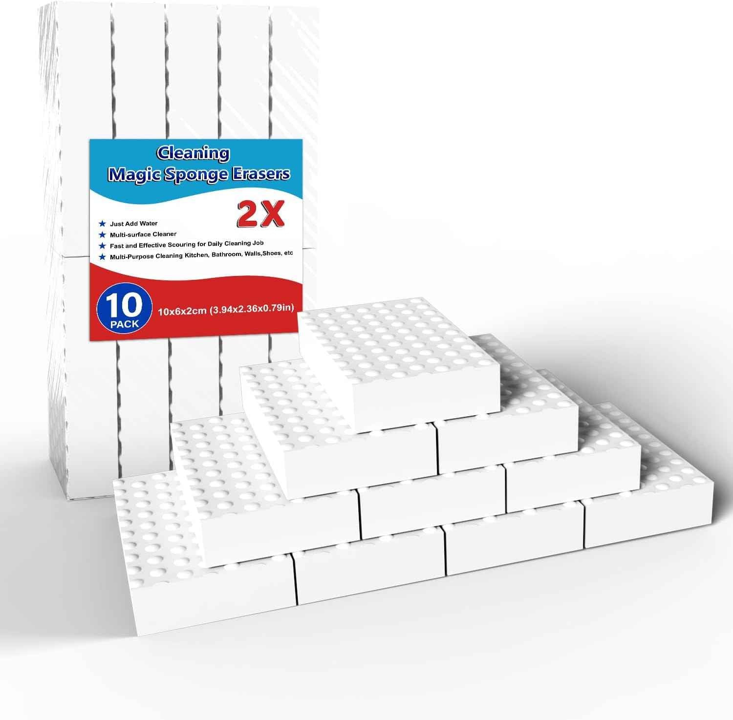 Magic Sponge Erasers, 20 Pack 2X Density Stronger Melamine Sponge Foam Pads, Multi-Functional Household Cleaning Supplies Cleaner for Kitchen, Bathroom, Bathtub, Sink, Wall Cleaner