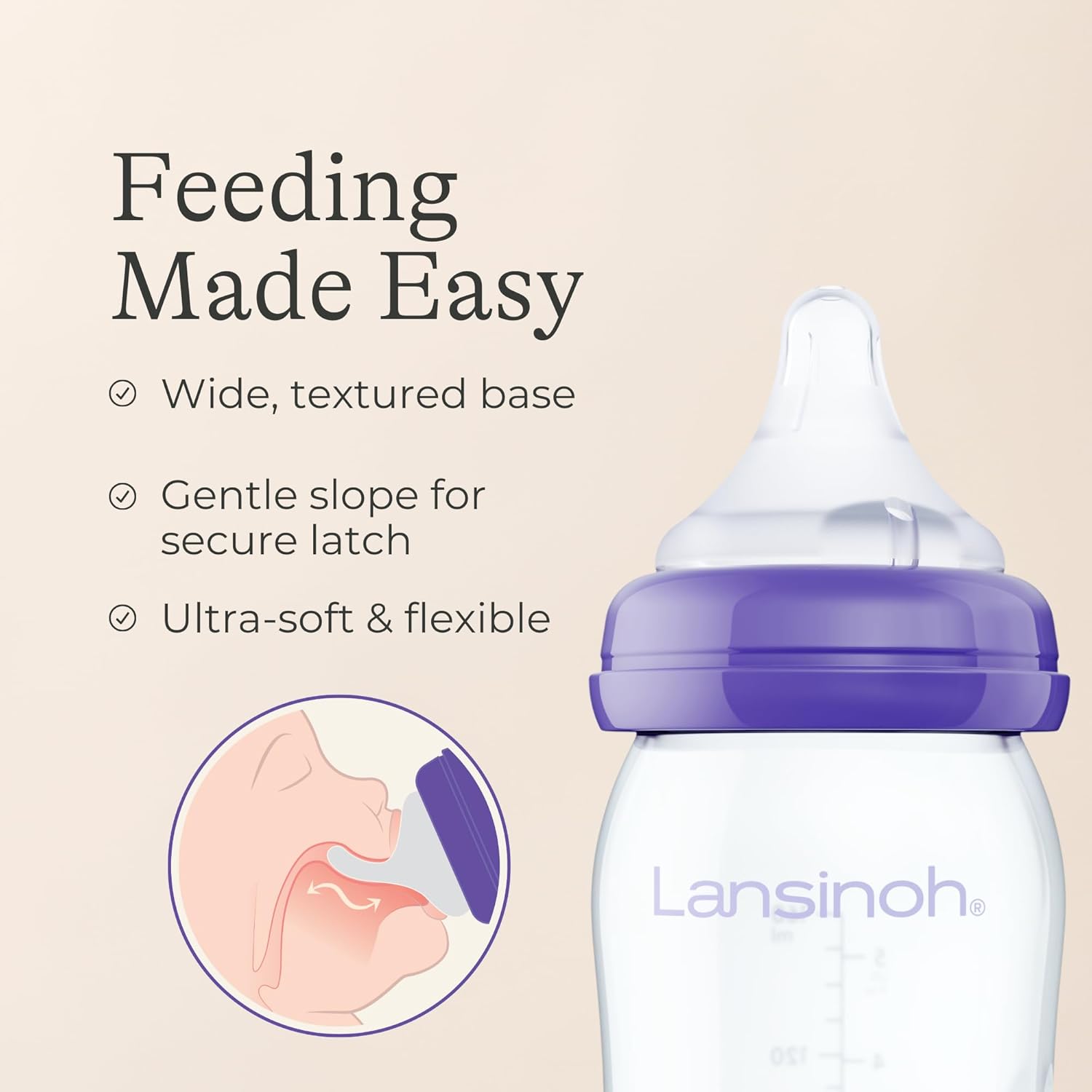 Lansinoh Anti-Colic Glass Baby Bottles, 5 Ounces, 4 Count Bottles for Feeding, Baby Essentials, Includes 4 Slow Flow NipTLes, Size S