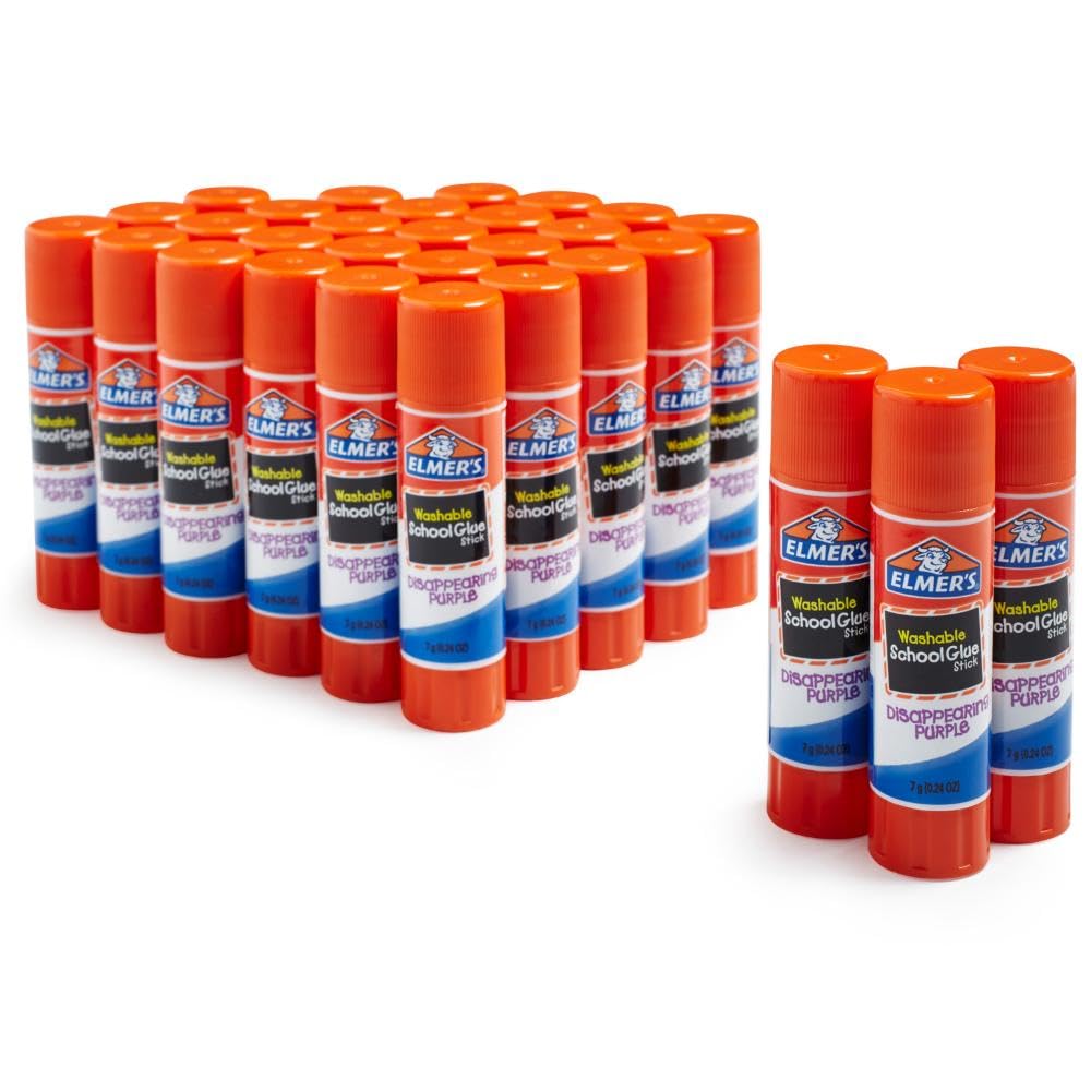 Elmer's Disappearing PurTLe School Glue Sticks, Washable, 7 Grams, 30 Count - Posters, Back to School, Bulk Pack for Classrooms, #1 Teacher Brand
