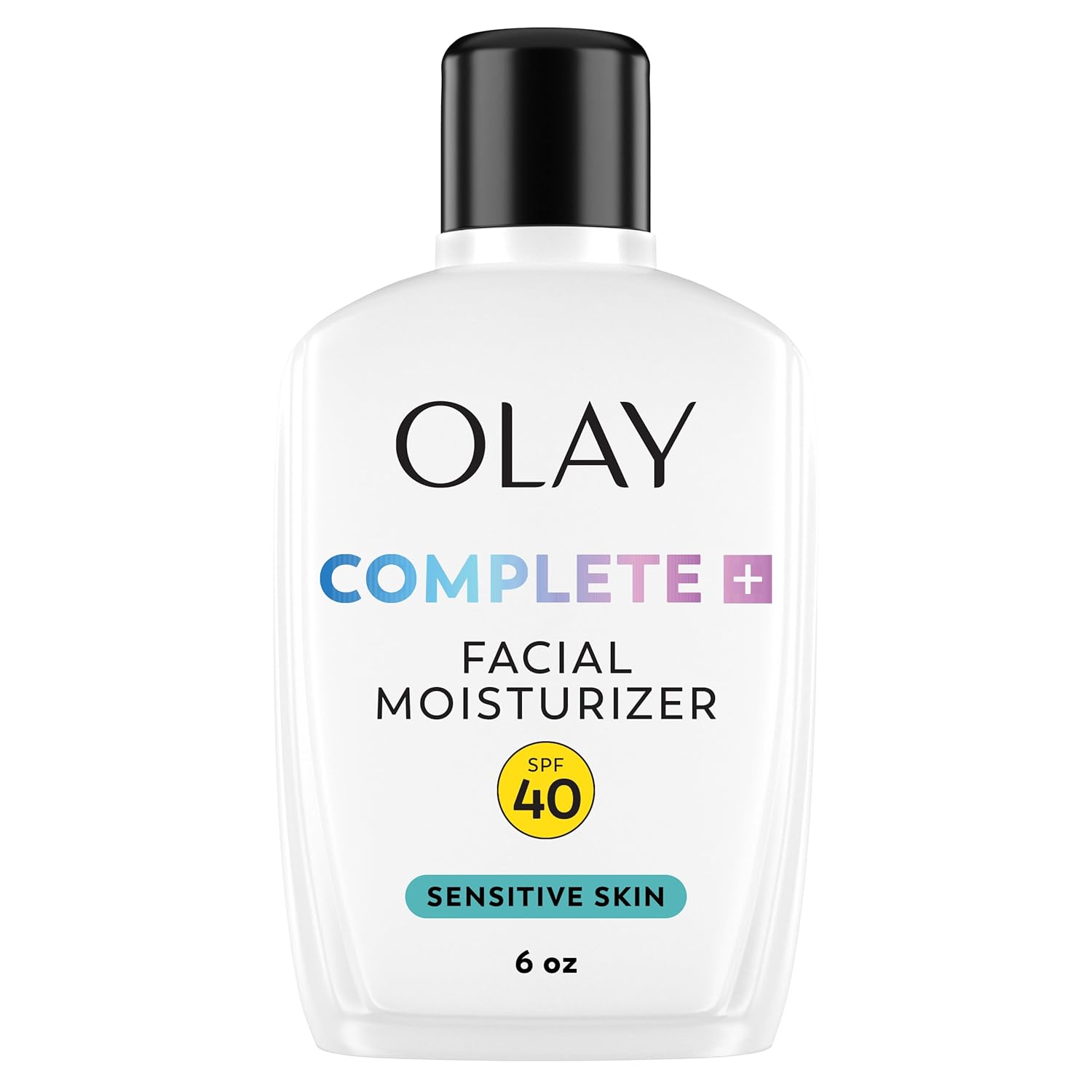 Olay ComTLete+ Face Moisturizer with Sunscreen SPF 40, For Sensitive Skin, Broad Spectrum Sun Protection, Fragrence-Free - No White Cast on All Tones, Nourishes Moisture Barrier - Ceramides, 6 Oz