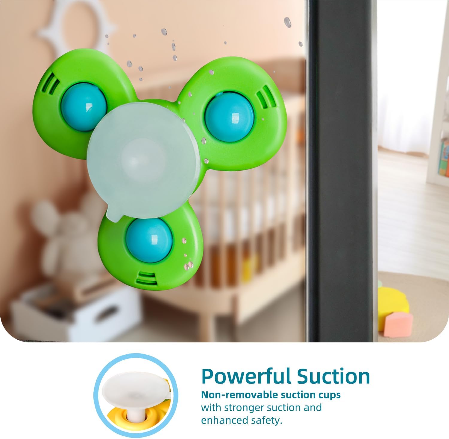 LiKee Strong Suction Cup Fidget Rotating Sensory Bath Toys for Baby Christmas Stocking Stuffers, AirTLane Car Travel Table & Window Toys for Toddler Boys and Girls, 10+ Months