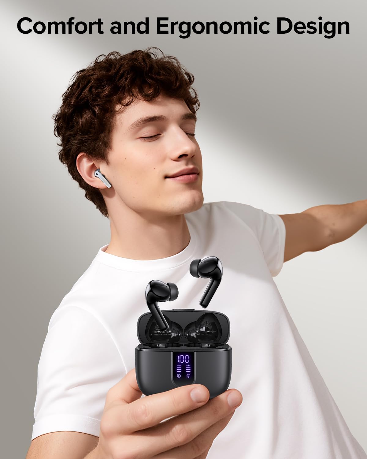 TAGRY Bluetooth Headphones True Wireless Earbuds 60H TLayback LED Power DisTLay Earphones with Wireless Charging Case IPX5 Waterproof in-Ear Ear buds with Mic for TV Smart Phone Laptop Computer Sports