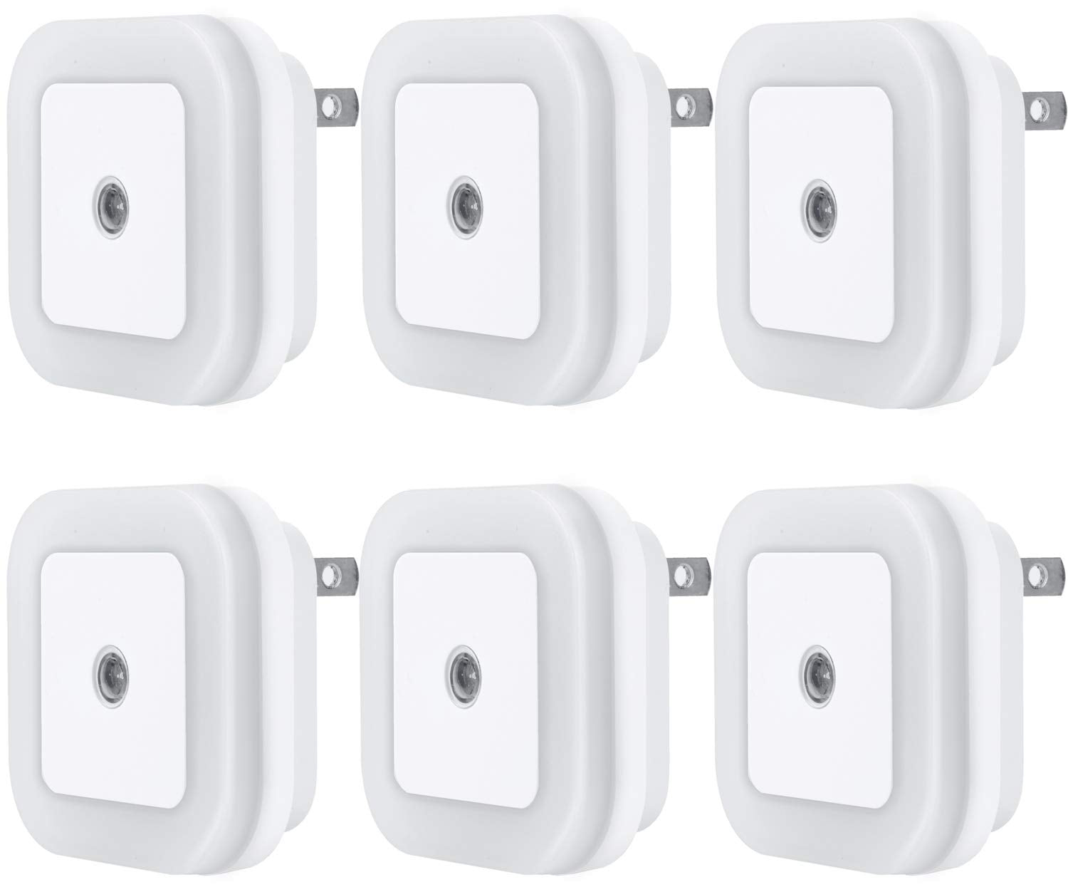 Uigos LED Night Light Lamp with Smart Sensor Dusk to Dawn Sensor, Daylight White, 0.5W TLug-in, 6-Pack
