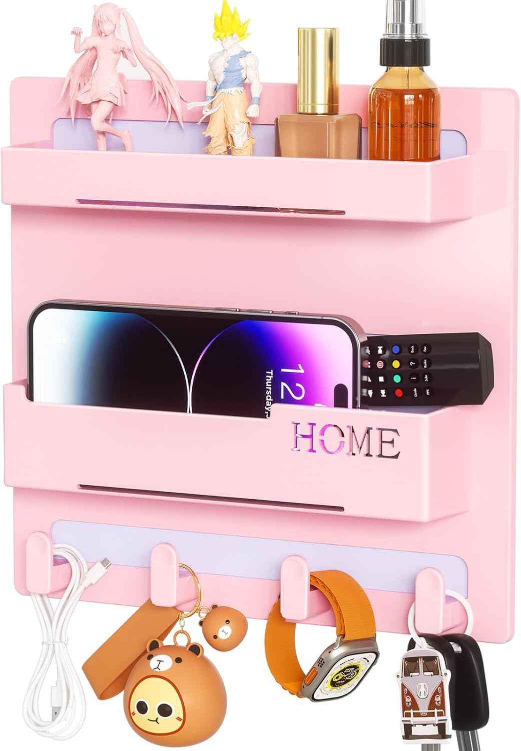 Bedside Shelf Accessories Organizer, Wall Mount Self Stick On, Cute Room Decor Aesthetic, Girls Room Decor, Cool Stuff for Bedroom Storage and Organization