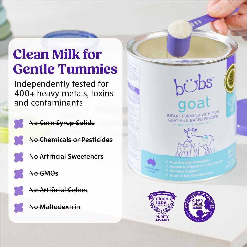 Premium Whole Goat Milk Infant Formula with Iron – Gentle Digestive Support for Sensitive Tummies, Non-GMO Powder with DHA & Prebiotics, 20 oz