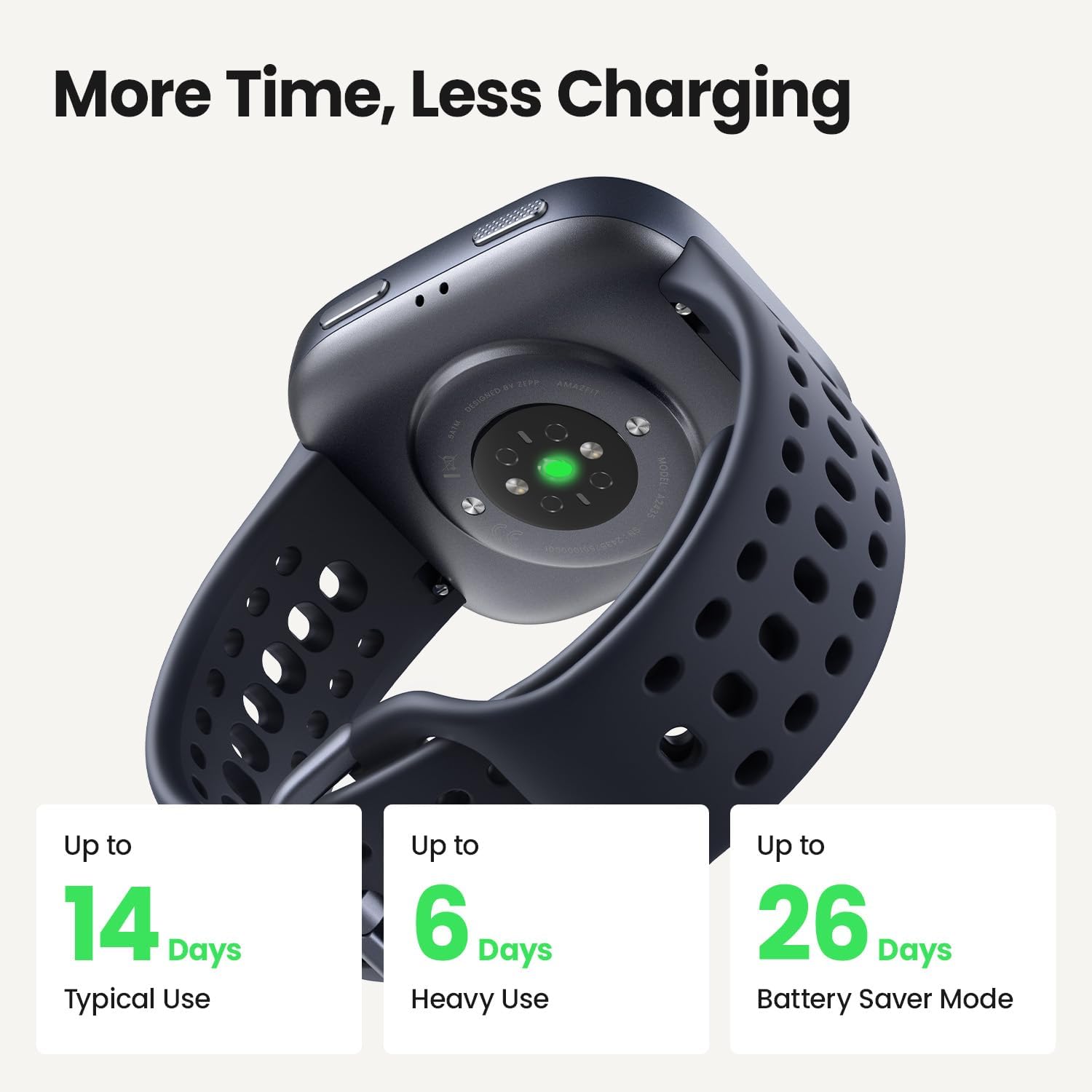 Amazfit Bip 6 Smart Watch 46mm, 14 Day Battery, 1.97" AMOLED DisTLay, GPS & Free Maps, AI, Bluetooth Call & Text, Health, Fitness & Sleep Tracker, 140+ Workout Modes, 5 ATM Water-Resistance, Black