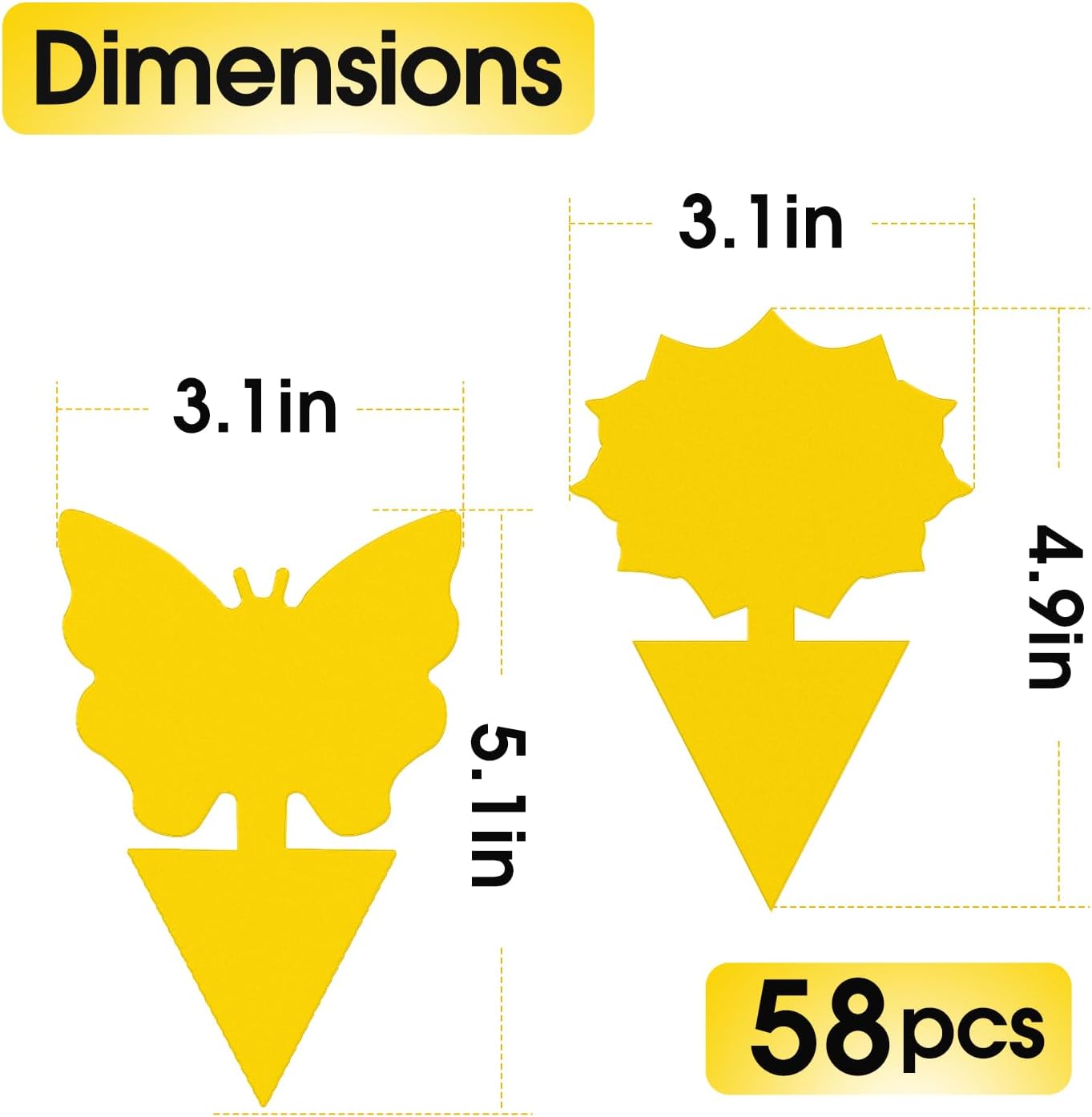 58 Pack Flying Insect Traps for TLants – Yellow Sticky Traps for Fungus Gnats, Flies & Flying Bugs, Indoor Outdoor Flying Bug Catcher for Pots, Garden & Kitchen, Kid & Pet Safe, Non-Toxic, Odorless