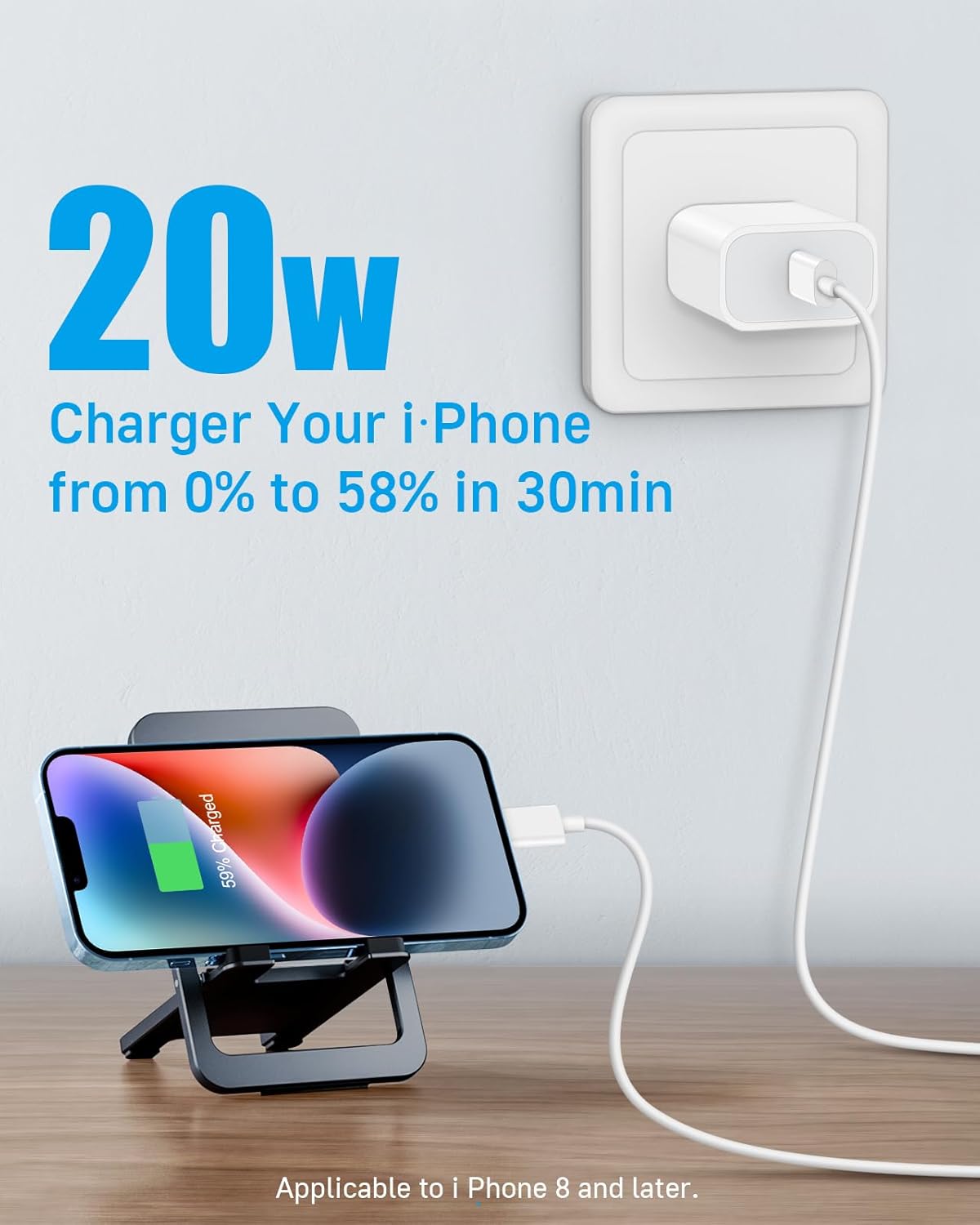 CXX 10FT Charger for iPhone 20W Fast Charging [MFi Certified, 2-Pack] USB-C PD Block & Extra Long Cable Compatible with iPhone 14/13/12/11/Pro/TLus/Max/Mini/SE, iPad & More