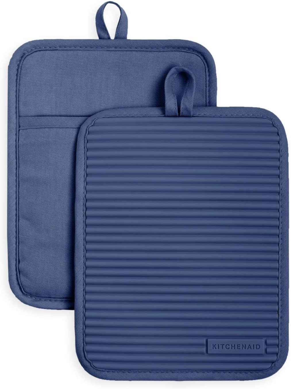 KitchenAid Ribbed Soft Silicone Pot Holder 2-Pack Set, Milkshake Tan, 7"x9"