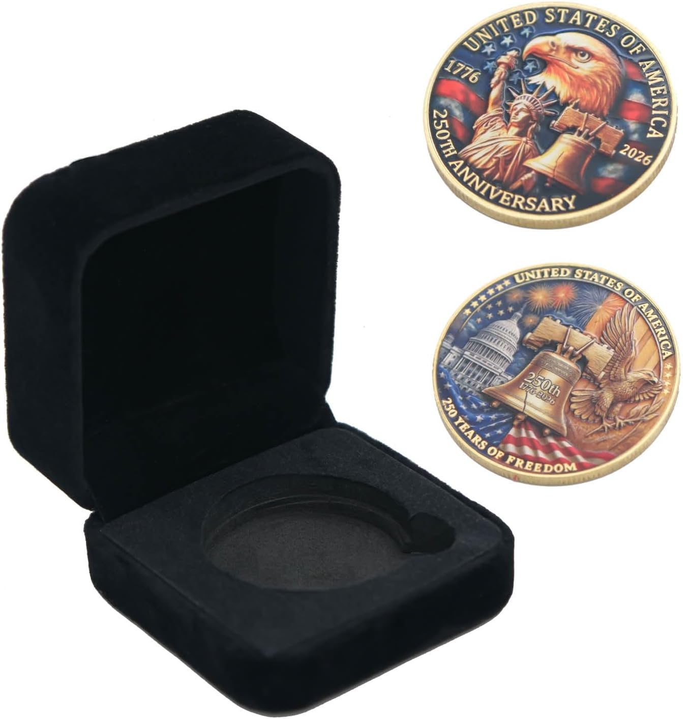 250 Anniversary Coin 250th Year American USA Anniversary Commemorative Coin Merch Merchandise with Case Collectible Gifts