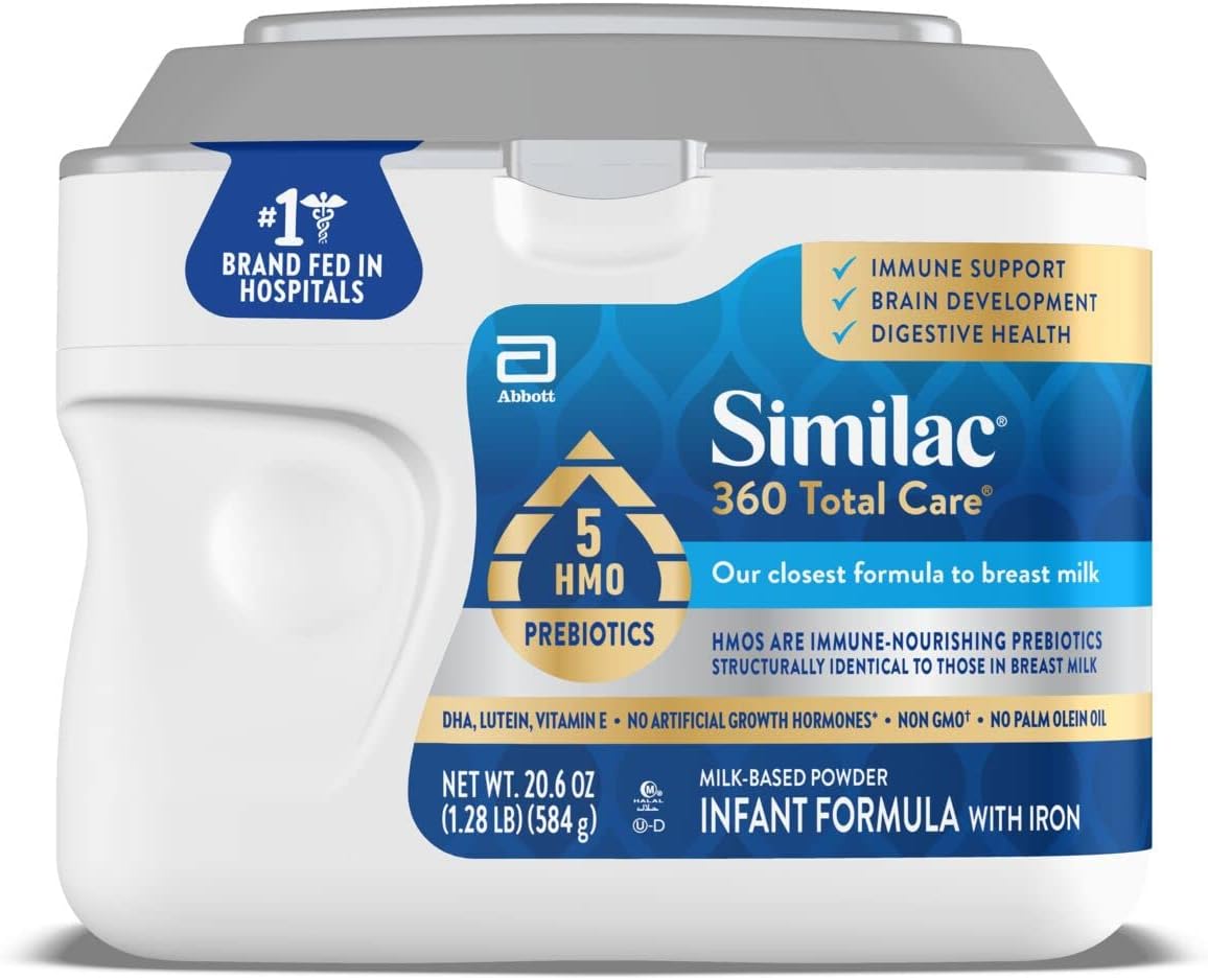 Similac 360 Total Care Infant Formula, Has 5 HMO Prebiotics, Our Closest Formula to Breast Milk, Baby Formula Powder, 20.6-oz Tub