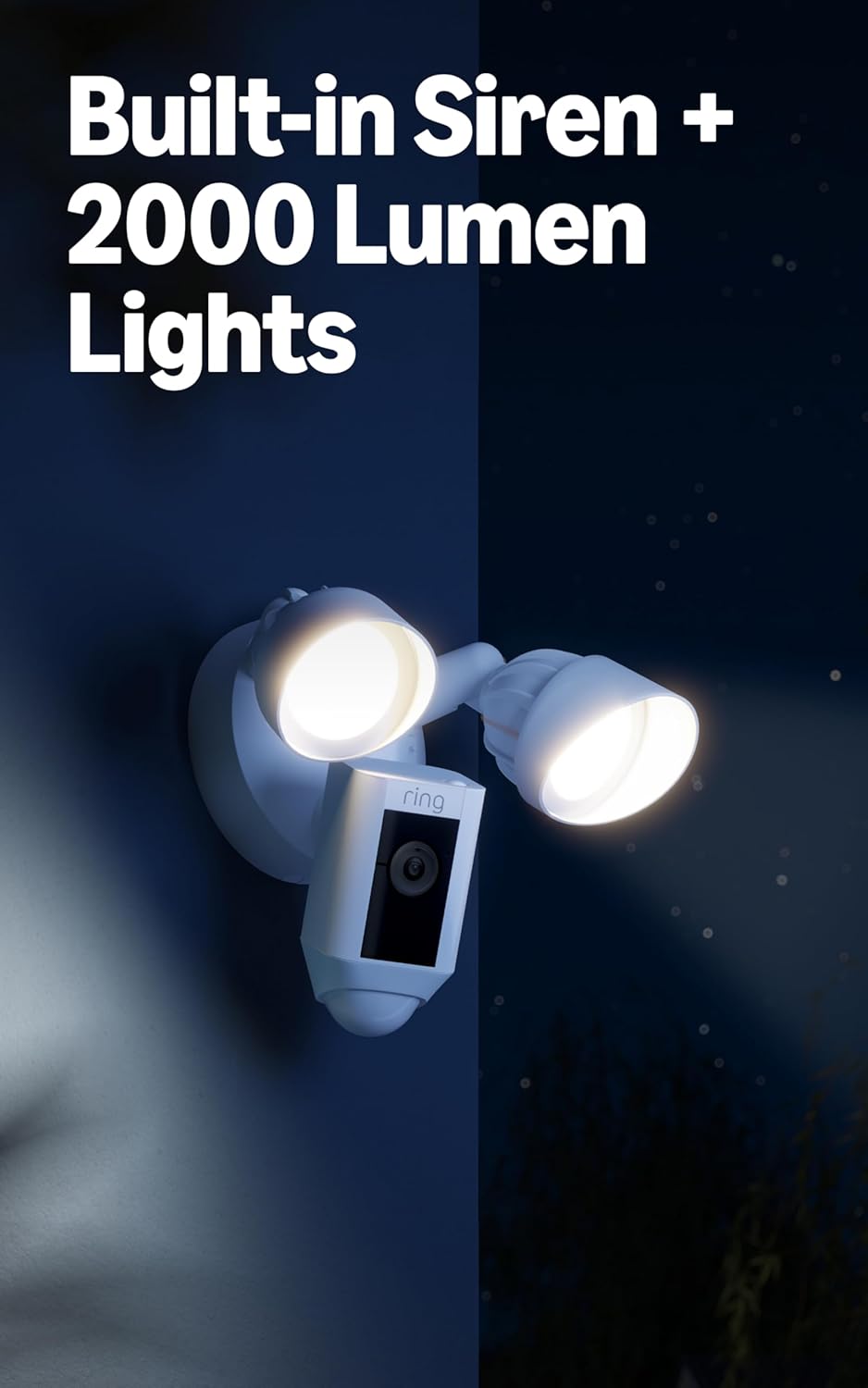 Ring Floodlight Cam Wired TLus (newest model), Outdoor home or business security with motion-activated 1080p HD video and floodlights, White