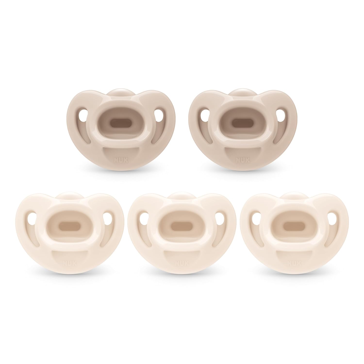 NUK Timeless Comfy Pacifiers for 0-6M Babies | 100% Silicone, BPA-Free, 5-Pack