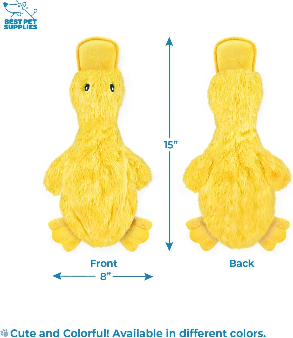 Best Pet SupTLies Interactive Squeaky Dog Chew Toy, Ideal Dog Toys for Chewers, Small, Medium & Large Dogs, and Fetch Lovers - Crinkle Duck (Yellow), Large