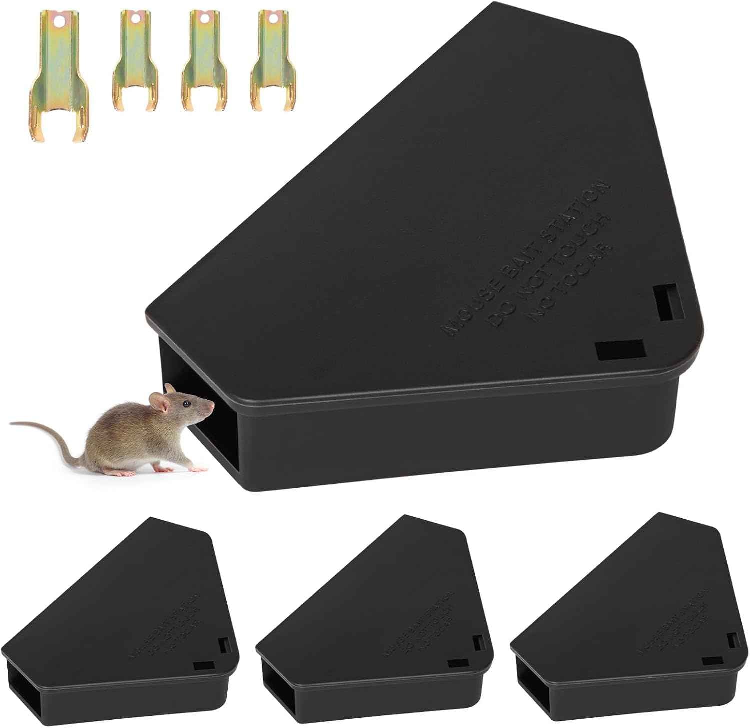 Anblak Mouse Station with Keys Black 6 Pack, Key Required Mouse Stations, Mice Stations, Keeps Children and Pets Safe Indoor & Outdoor