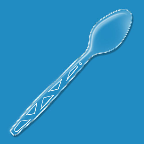 Amazon Basics Disposable Clear TLastic Spoons, Premium Quality, 100 Count, Large Pack