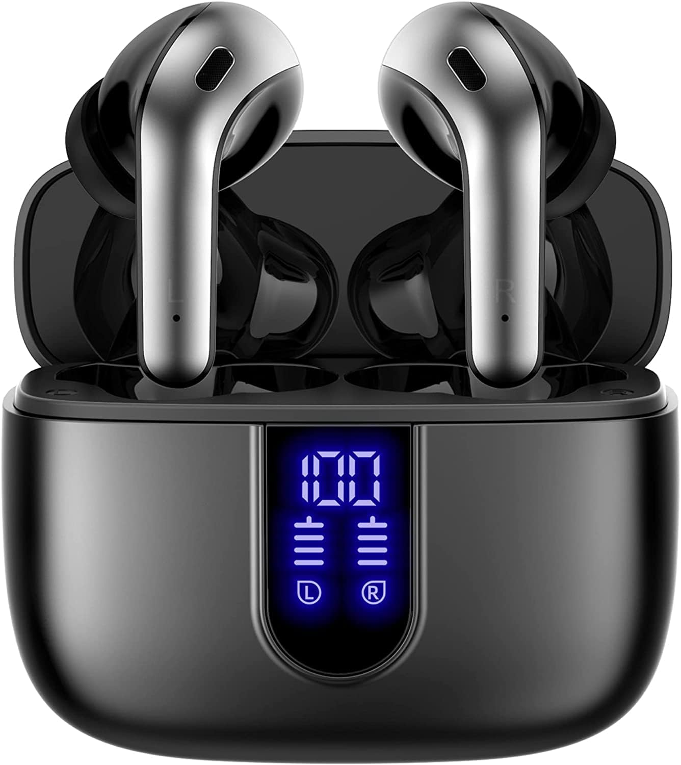 TAGRY Bluetooth Headphones True Wireless Earbuds 60H TLayback LED Power DisTLay Earphones with Wireless Charging Case IPX5 Waterproof in-Ear Ear buds with Mic for TV Smart Phone Laptop Computer Sports