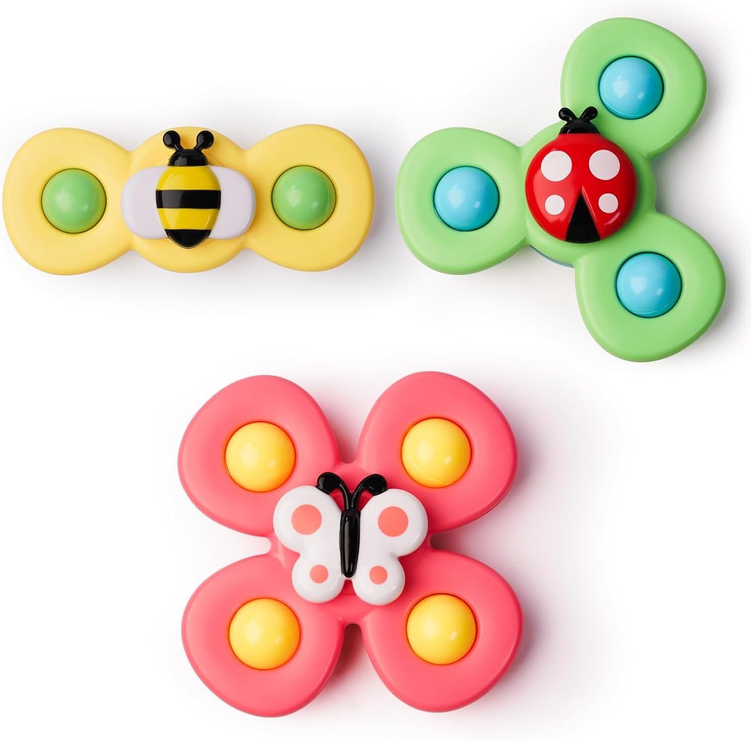 LiKee Strong Suction Cup Fidget Rotating Sensory Bath Toys for Baby Christmas Stocking Stuffers, AirTLane Car Travel Table & Window Toys for Toddler Boys and Girls, 10+ Months