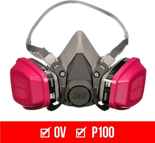 3M P100/OV Odor/Particulate Multi-Purpose Reusable Respirator 65021, NIOSH-APPROVED Organic Vapor Cartridge, Medium