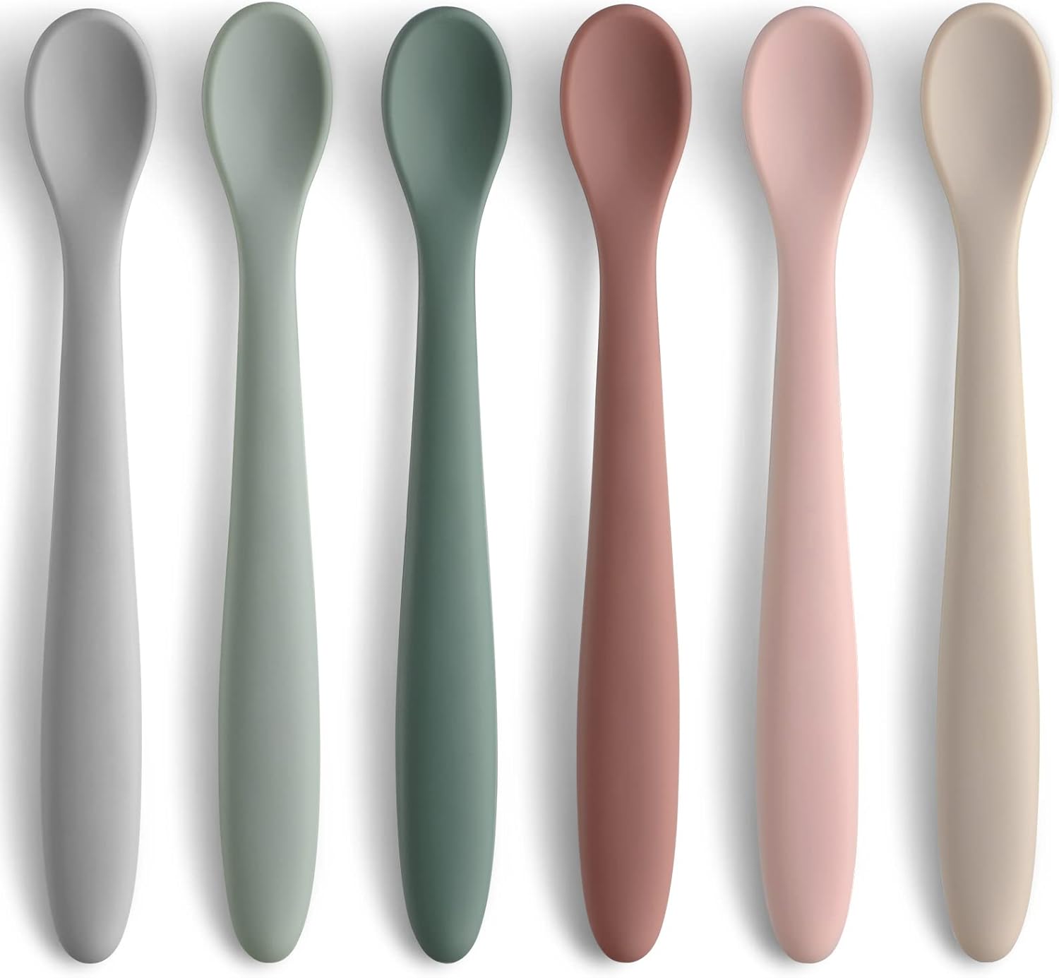 6-Piece Silicone Baby Feeding Spoons, First Stage Infant Spoons, Soft-Tip Easy on Gums I Baby Training Spoon | Infant Utensils Feeding SupTLies, Dishwasher & Boil-proof