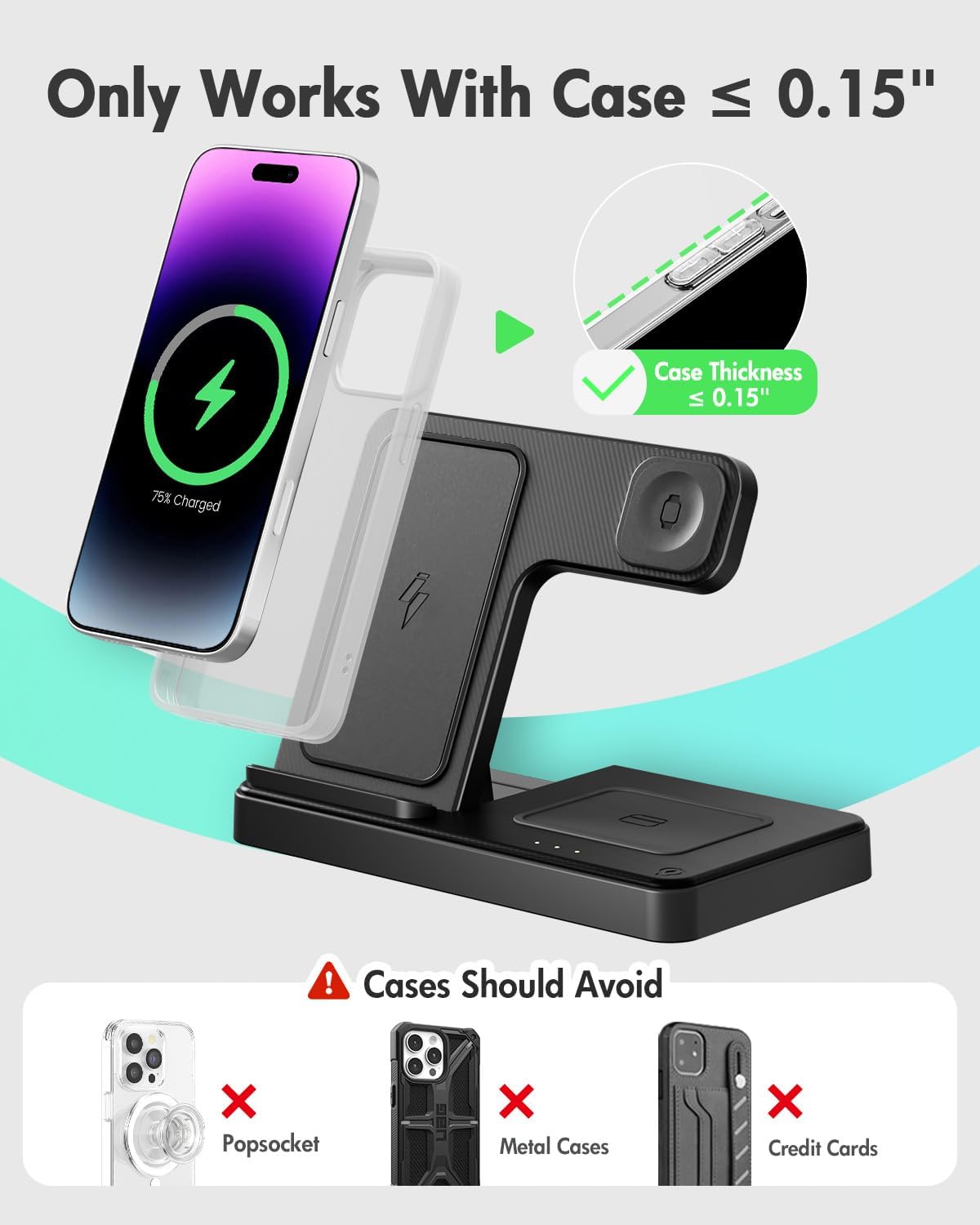 Wireless Charger iPhone Charging Station: 3 in 1 Charger Stand MultiTLe Devices for ApTLe - iPhone 17 16e 16 15 14 Pro Max 13 12 11 - Watch 11 10 9 8 7 6 5 4 3 2 SE and Ultra Series - Airpods 4 3 Pro