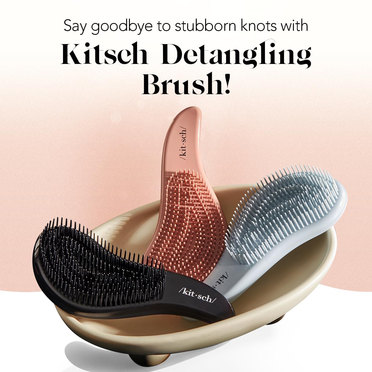Kitsch Detangler Brush – Gentle Curly Hair Brush with Flexible Bristles for All Hair Types - Wet or Dry | Detangling Hair Brushes for Women & Men, Hairbrush for Adults & Kids - Haze Blue