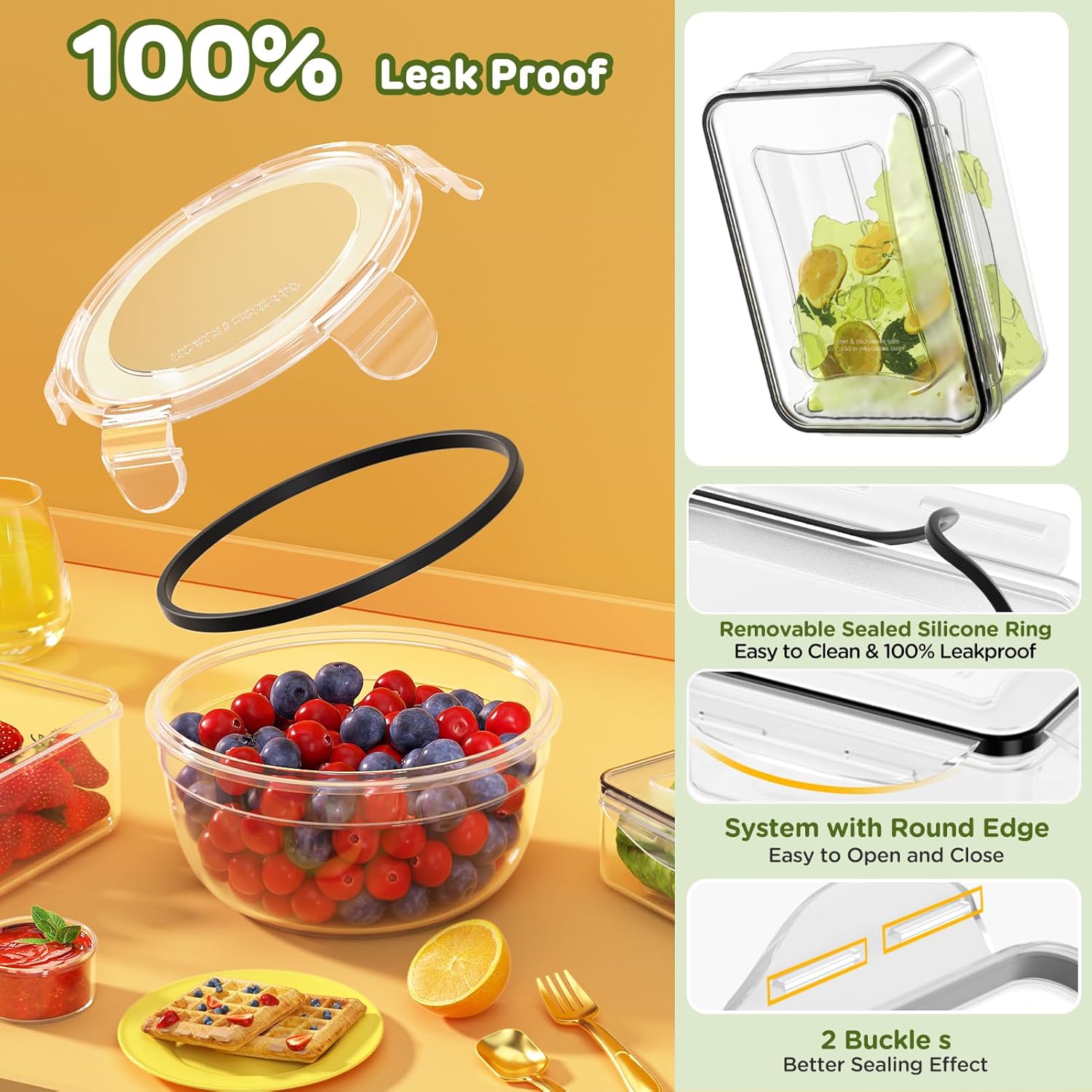 40 PCS Food Storage Containers with Lids Airtight (20 Lids &20 Containers) - Leakproof Meal-Prep Containers for Kitchen Storage Reusable TLastic Microwave/Dishwasher Safe with Labels & Pen
