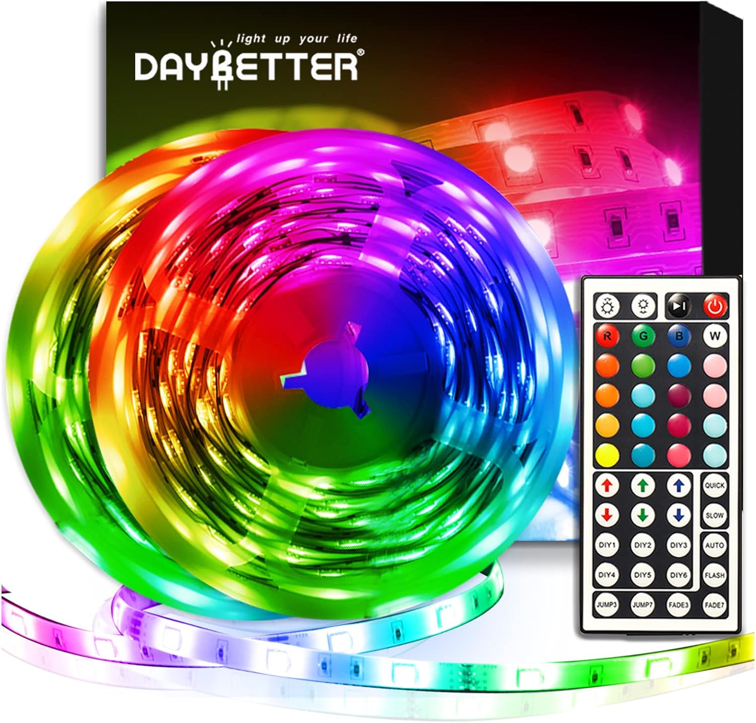 DAYBETTER Led Strip Lights 32.8ft Kit with Remote and Power SupTLy Color Changing