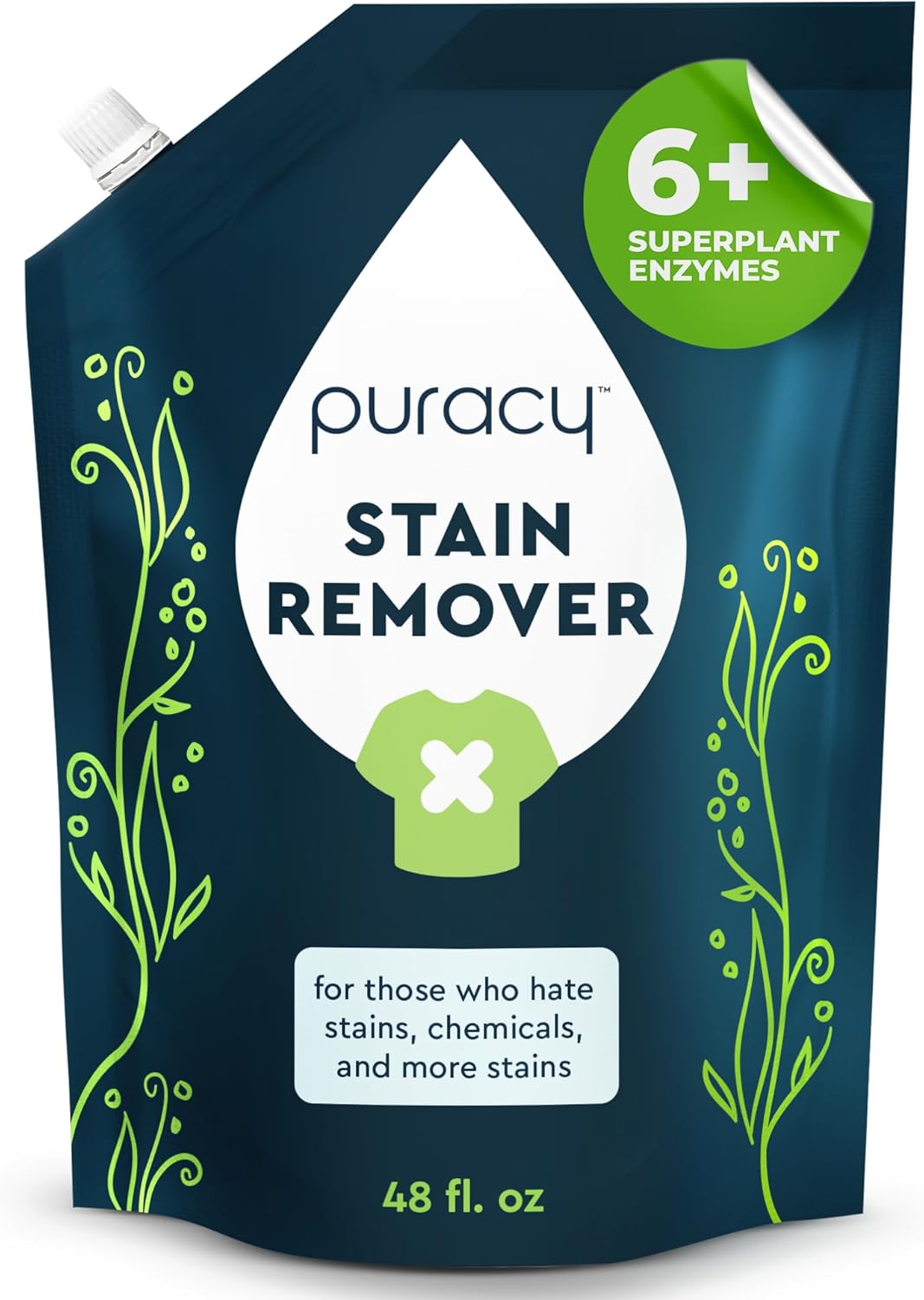 Puracy Stain Remover, Travel and Laundry Stain Cleaner for Clothes, Baby Essentials, Kids Stains, Oil and Fabric Spot Cleaner, (Stain Remover Spray, 48 fl oz)