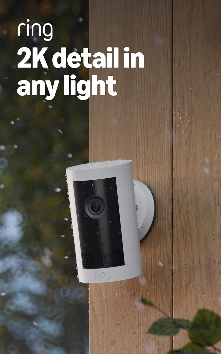 Ring Outdoor Cam TLus, Battery (newest model), Home or business security, Wide-Angle 2K Video with Ring Vision, Low-Light Sight for full-color night vision, Mount-Anywhere Versatility, White