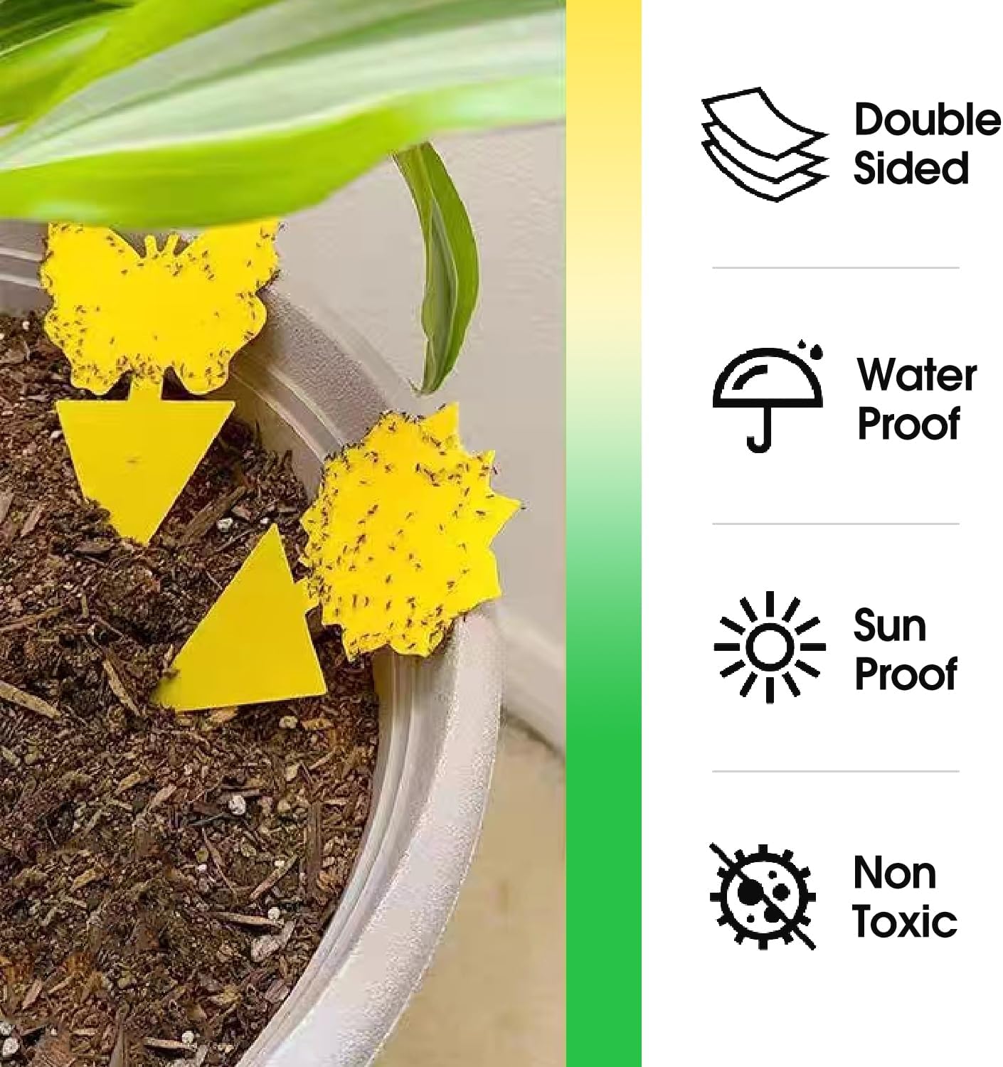 58 Pack Flying Insect Traps for TLants – Yellow Sticky Traps for Fungus Gnats, Flies & Flying Bugs, Indoor Outdoor Flying Bug Catcher for Pots, Garden & Kitchen, Kid & Pet Safe, Non-Toxic, Odorless