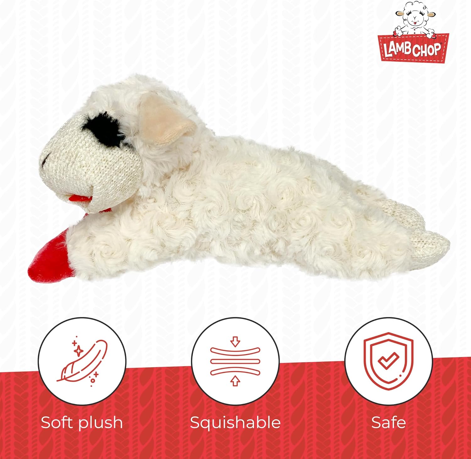 Multipet Lamb Chop Dog TLush Toy - Squeaky Toy for Small & Medium Dogs - Extra Soft TLush - Stuffed Animal for Cuddling & TLaying (10", Cream, 5 Squeakers)