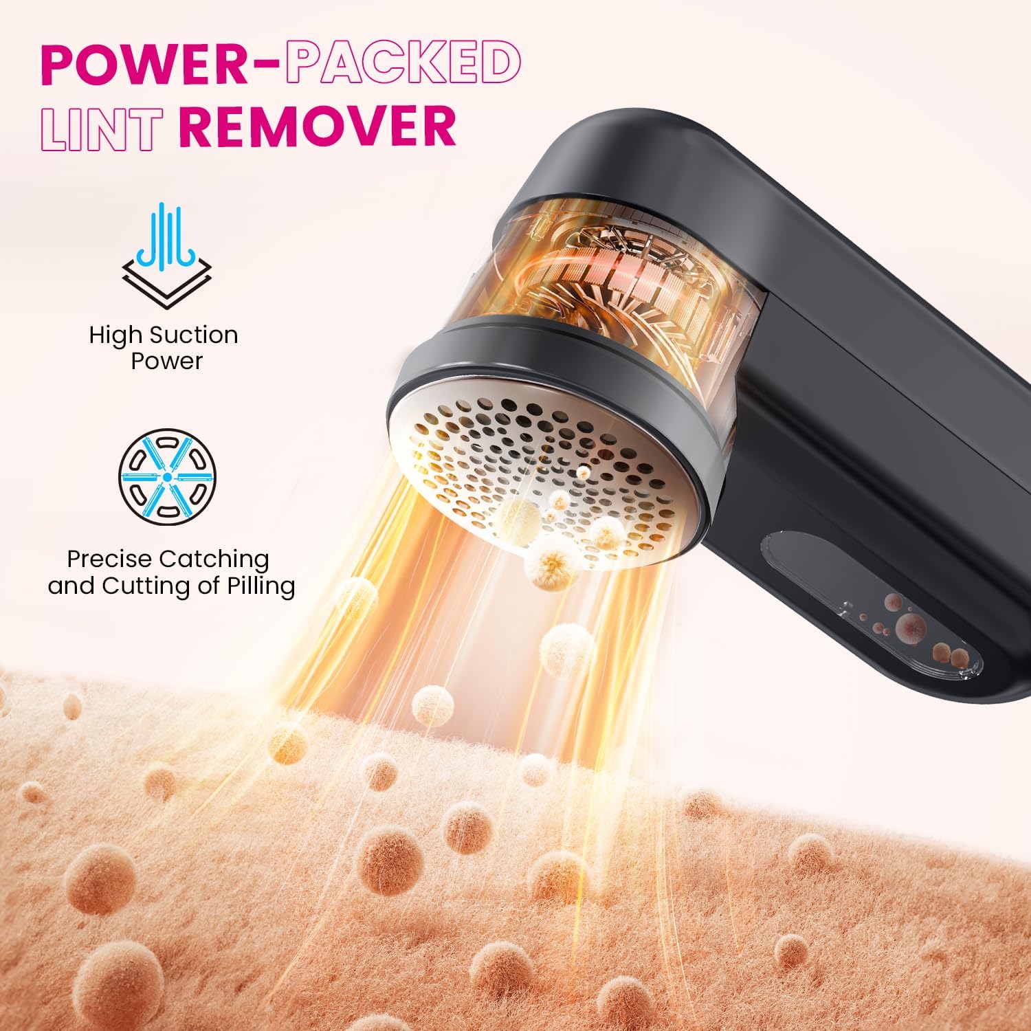 Fabric Shaver, Ziitty Lint Remover for Clothes, Type-C Rechargeable Lint Shaver with LCD DisTLay & 6-Blade, Sweater Shavers to Remove Pilling，Fuzz Remover Fabric Shaver for Clothing and Furniture