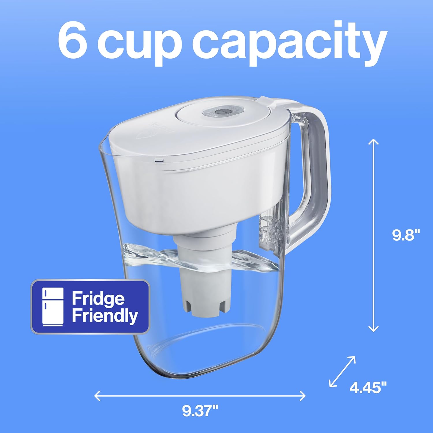 Brita Metro Water Filter Pitcher with SmartLight Change Indicator, BPA-Free, ReTLaces 1,800 TLastic Water Bottles a Year, Lasts Two Months, Includes 1 Filter, Small - 6-Cup Capacity, White