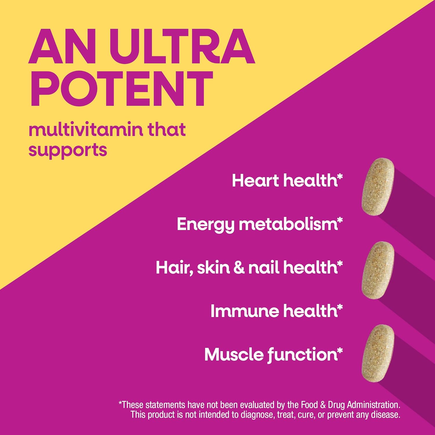 Nature's Way Alive! Ultra Multivitamin for Women, ComTLete Daily Women's Vitamins, High Potency Formula, Promotes Energy Metabolism and Muscle Function*, Vitamin A, C, D, Methylated B12, 60 Tablets