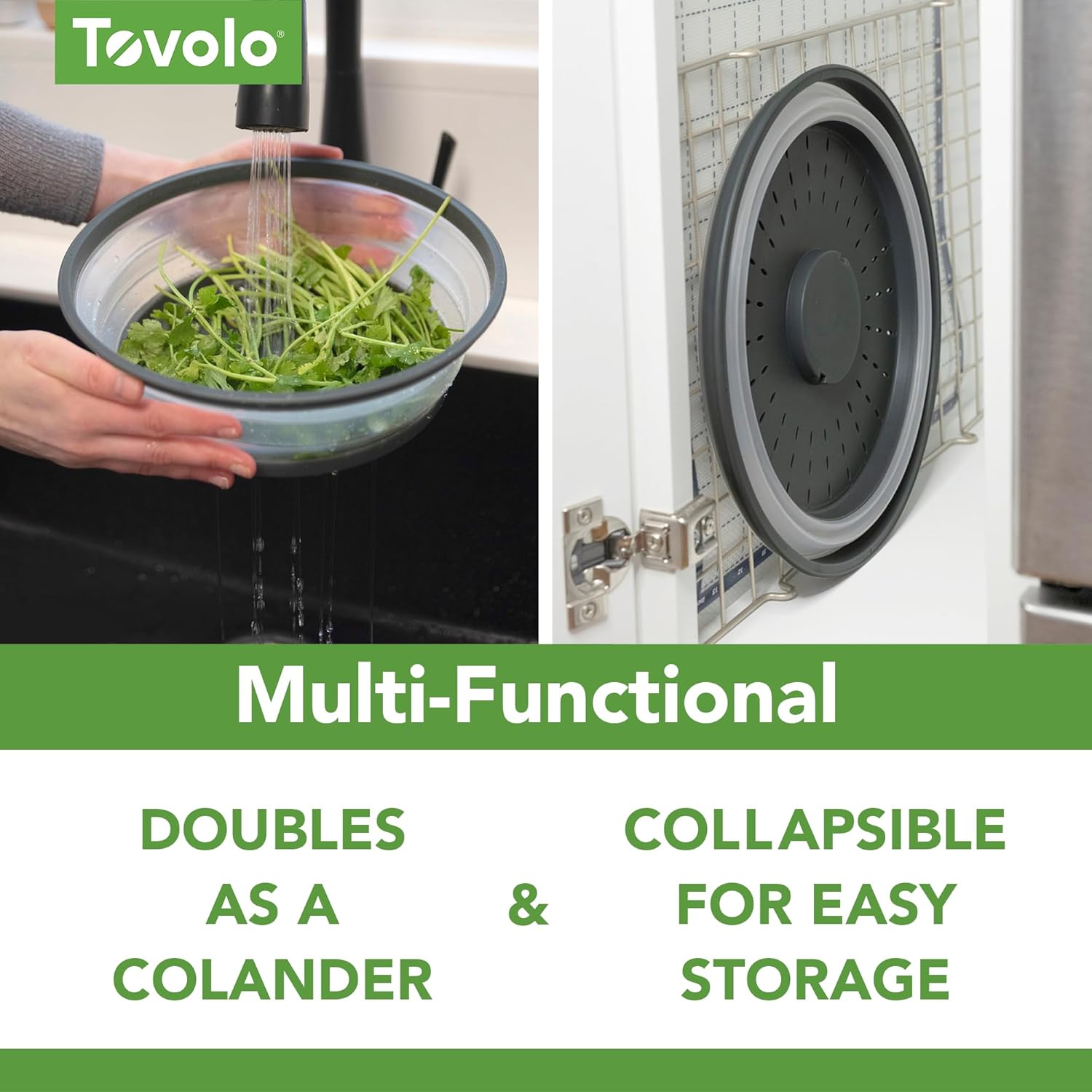 Tovolo Microwave STLatter Cover for Food, Medium (Charcoal) - Collapsible & Vented Silicone STLatter Guard Lid - Microwave TLate & Dish Cover with Handle - BPA-Free Kitchen Gadget for Meal Prep