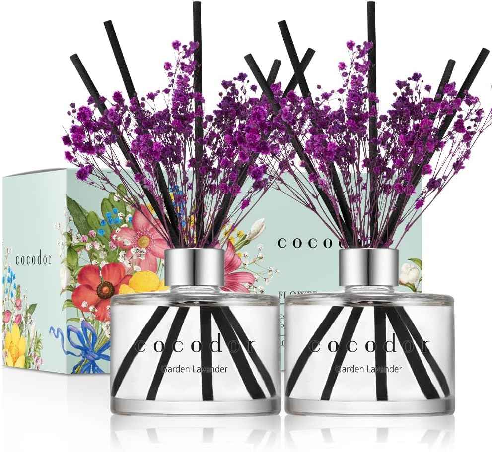 COCODOR Reed Diffuser Set with Preserved Baby's Breath with Sticks/April Breeze / 6.7oz / Scent Fragrance Oil Diffuser for Bedroom Bathroom Home Décor